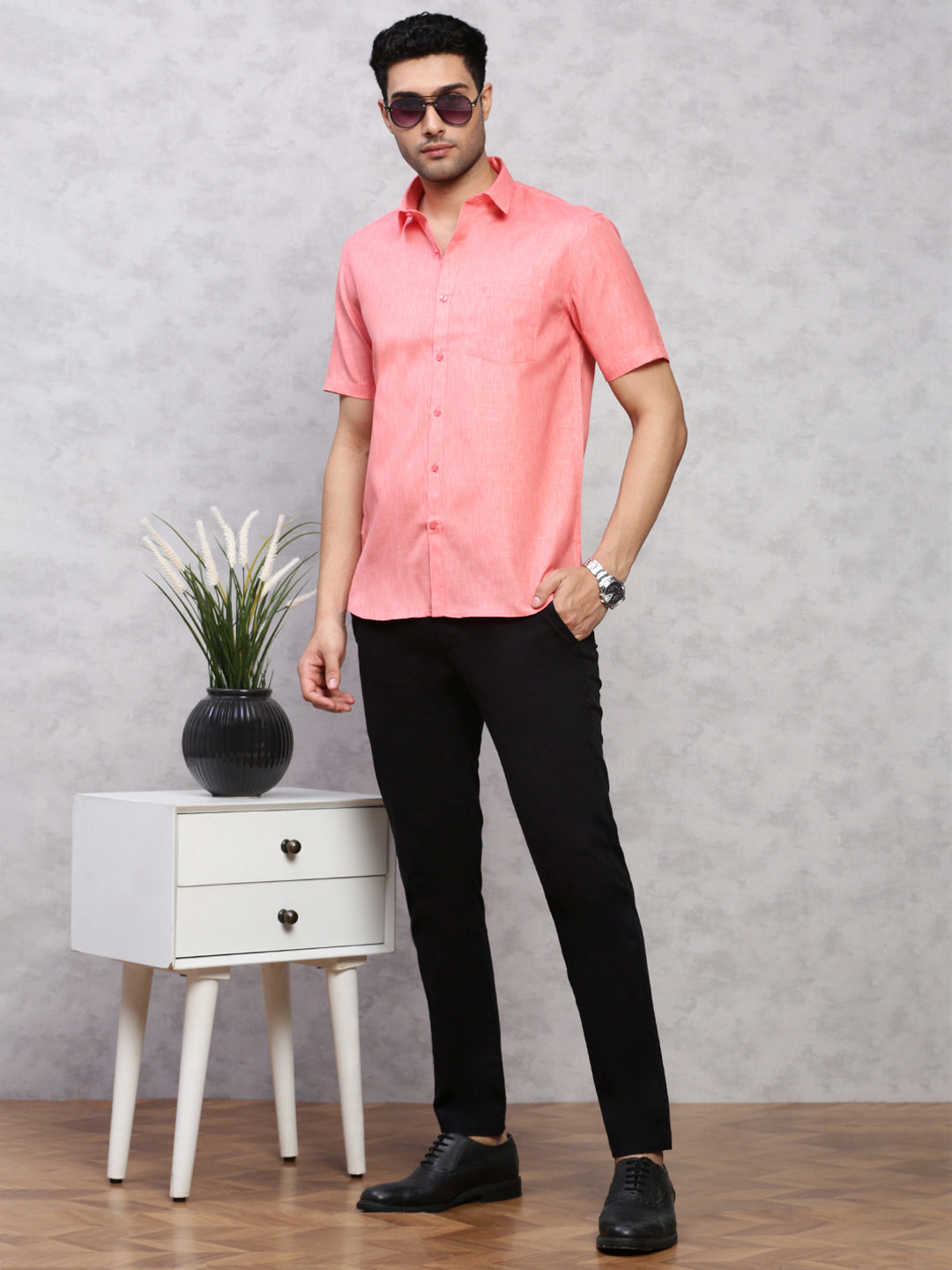 Men Cotton Rich Shirt Pink T12 CK5