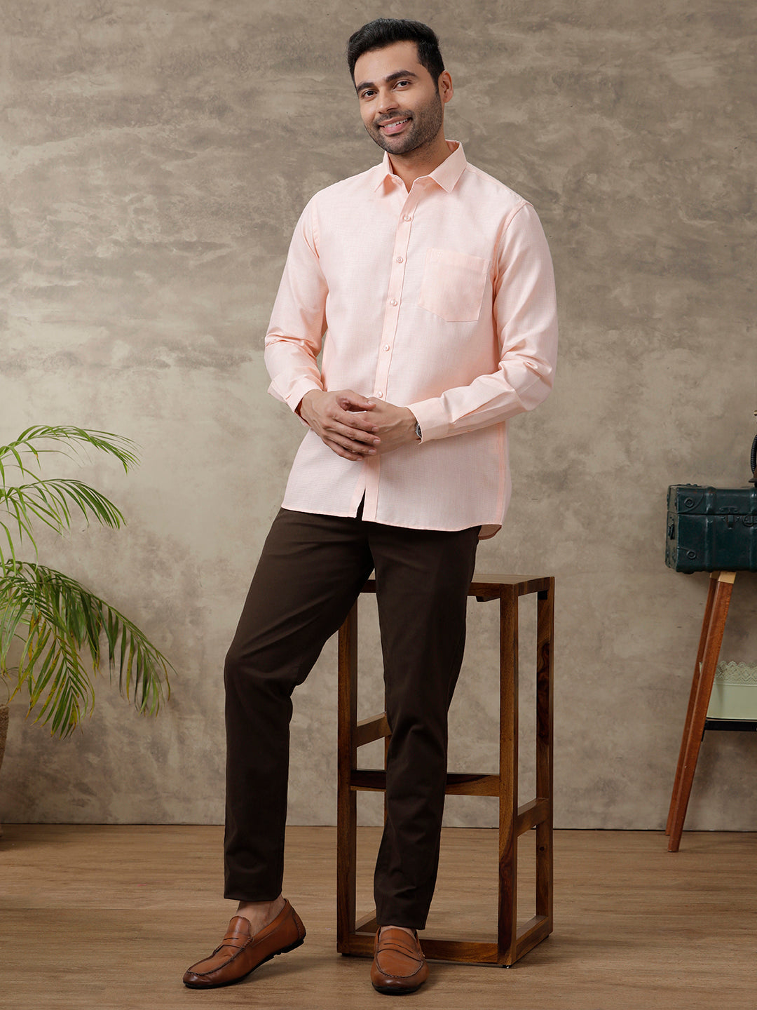 Men Cotton Rich Shirt Light Pink T25 TA4