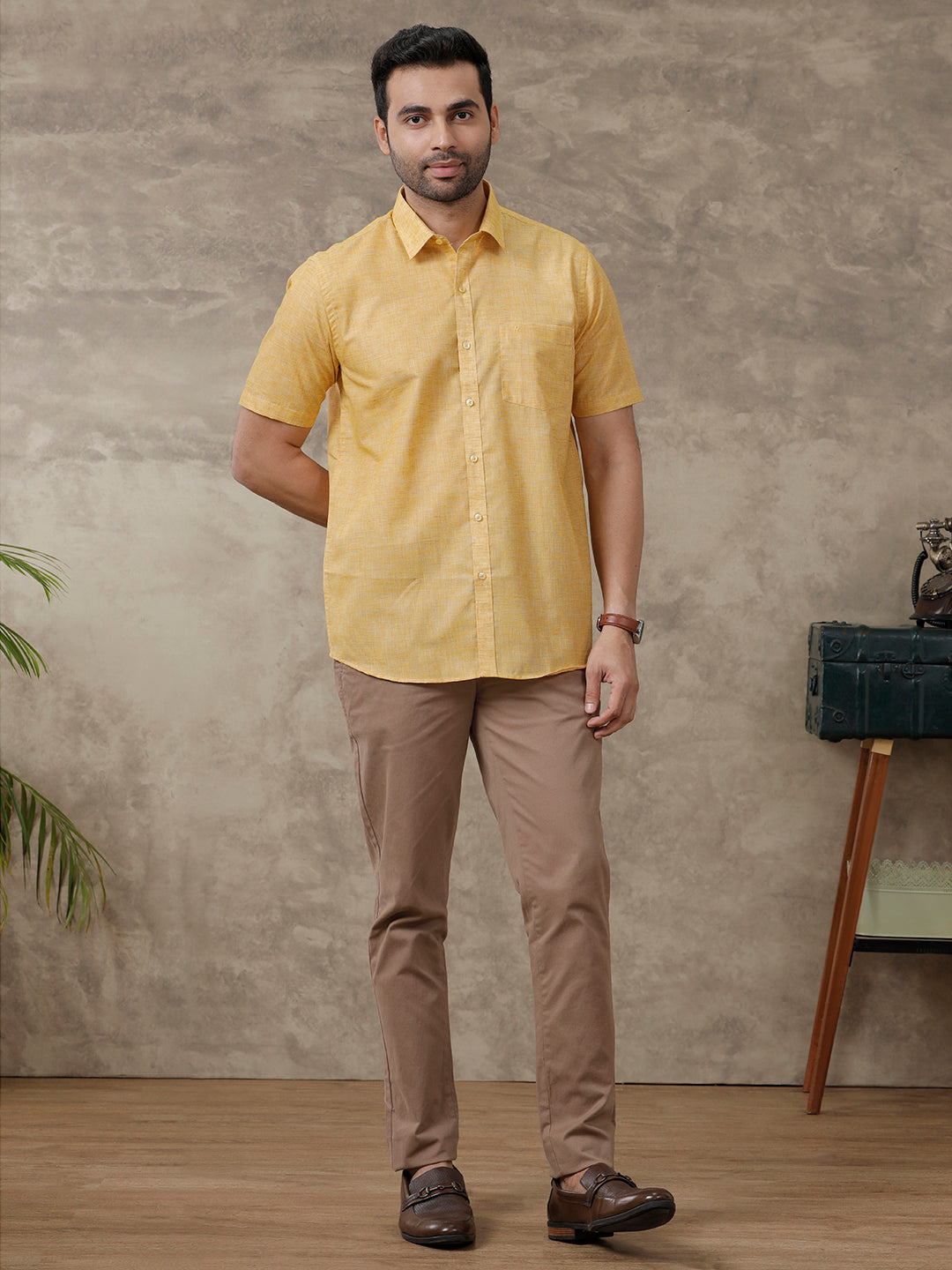 Mens Cotton Rich Shirt Yellow T39 TO2