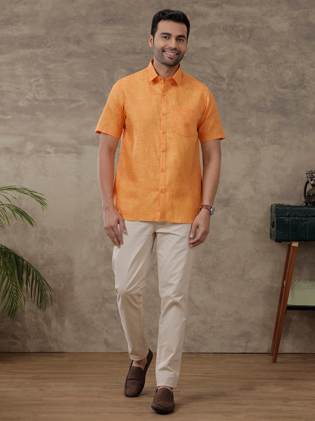 Mens Cotton Rich Shirt Orange T38 TN2