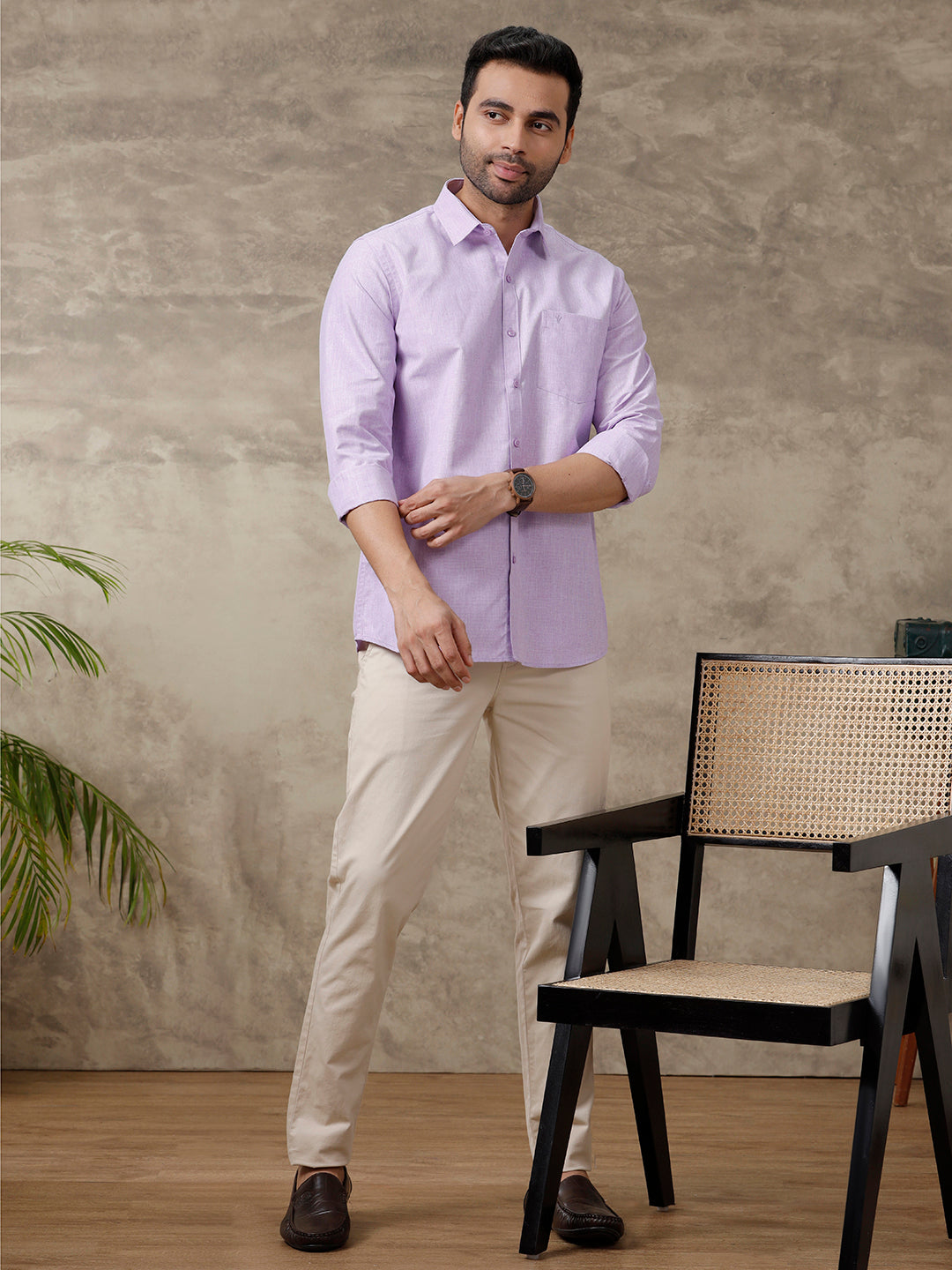 Men Cotton Rich Shirt Violet T1 GC17