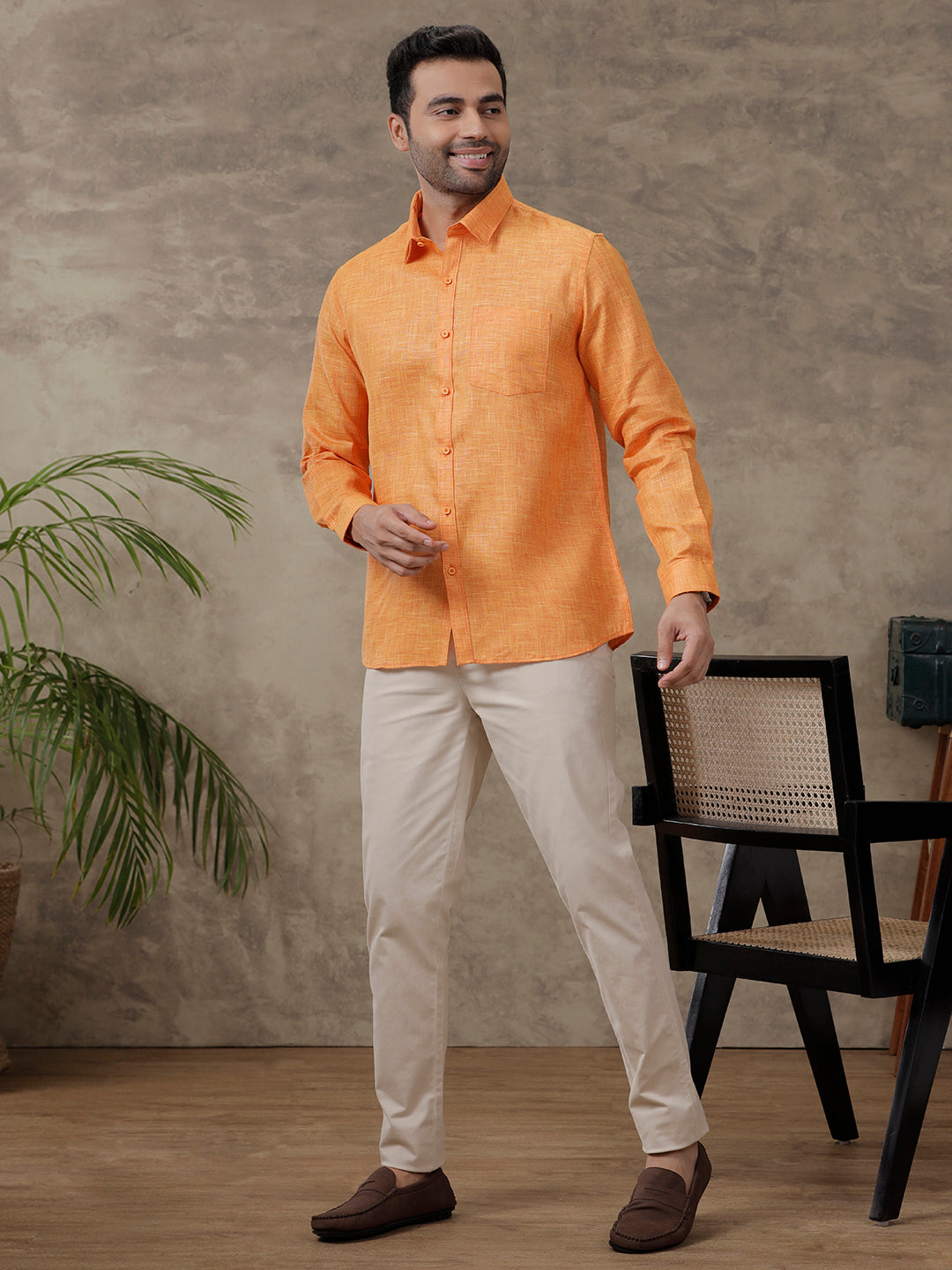 Mens Cotton Rich Shirt Orange T38 TN2