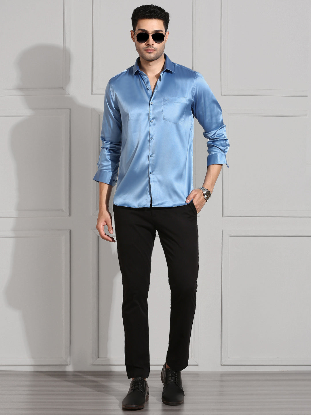 Mens Party Wear Sky Blue Shirt PS6