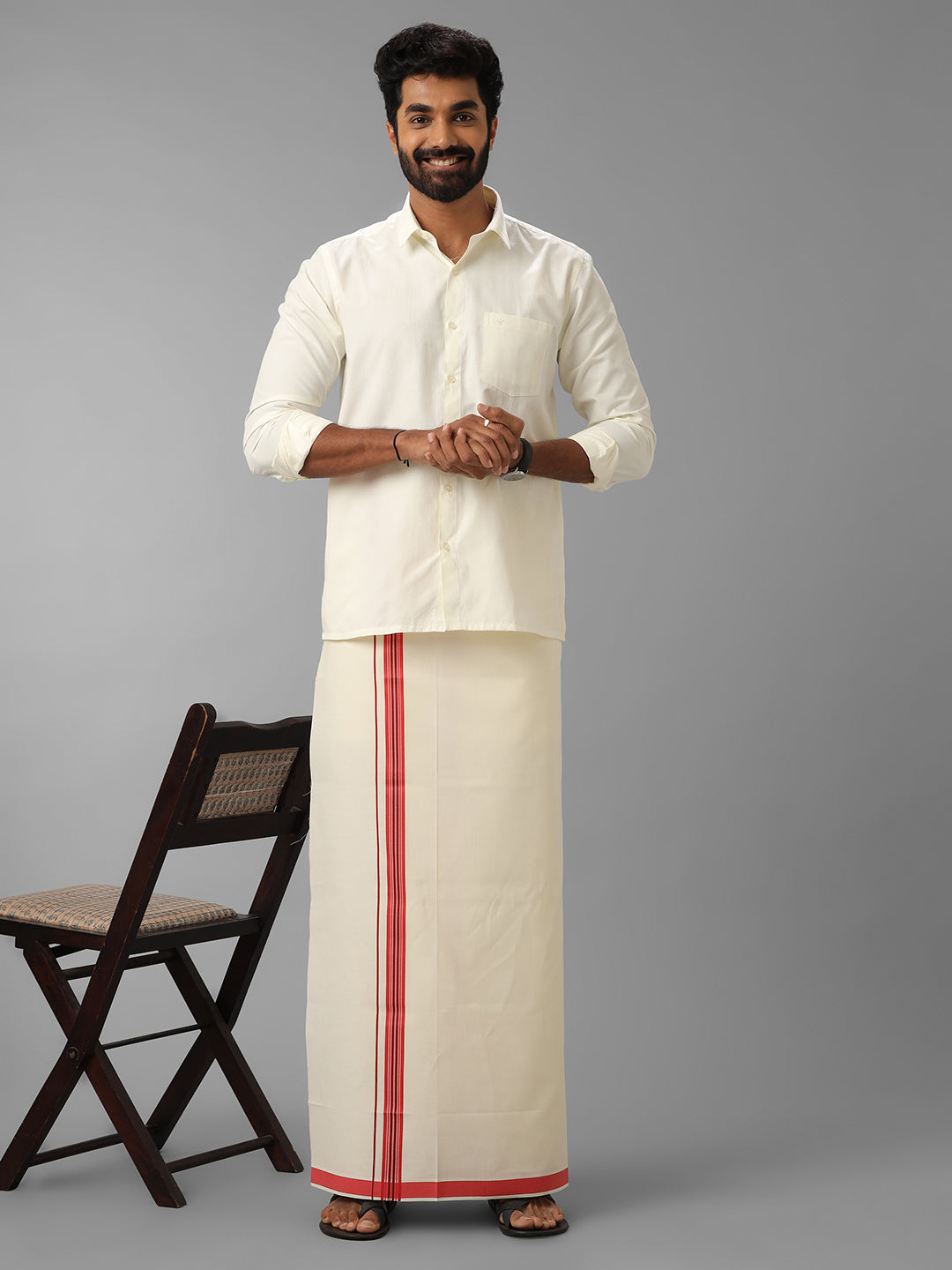 Men Kora Single Dhoti Red Winner Fancy Kora