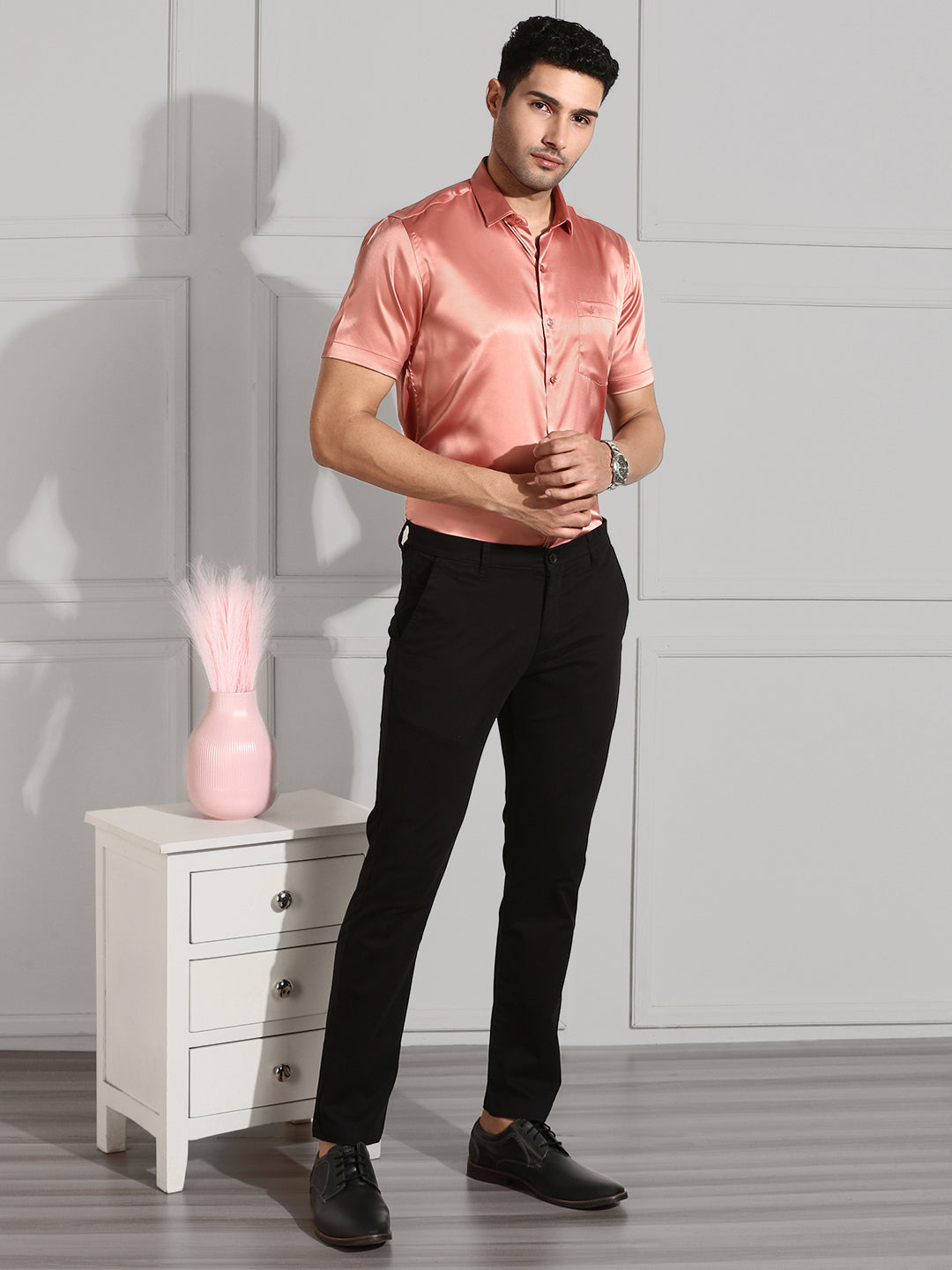 Mens Party Wear Dark Peach Shirt PS3