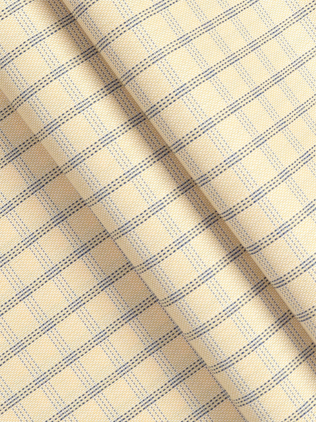 Cotton Blend Yellow Colour Checked Shirt Fabric Elight Gold