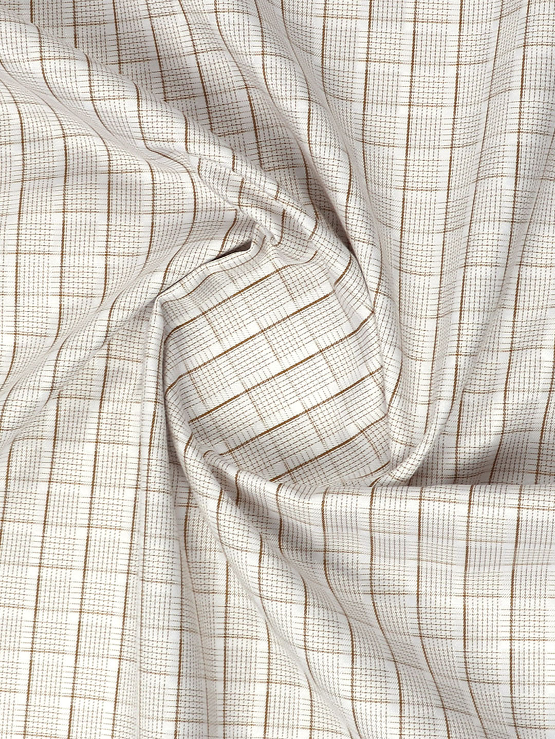 Cotton Brown Checks Shirt Fabric- Candy Colour