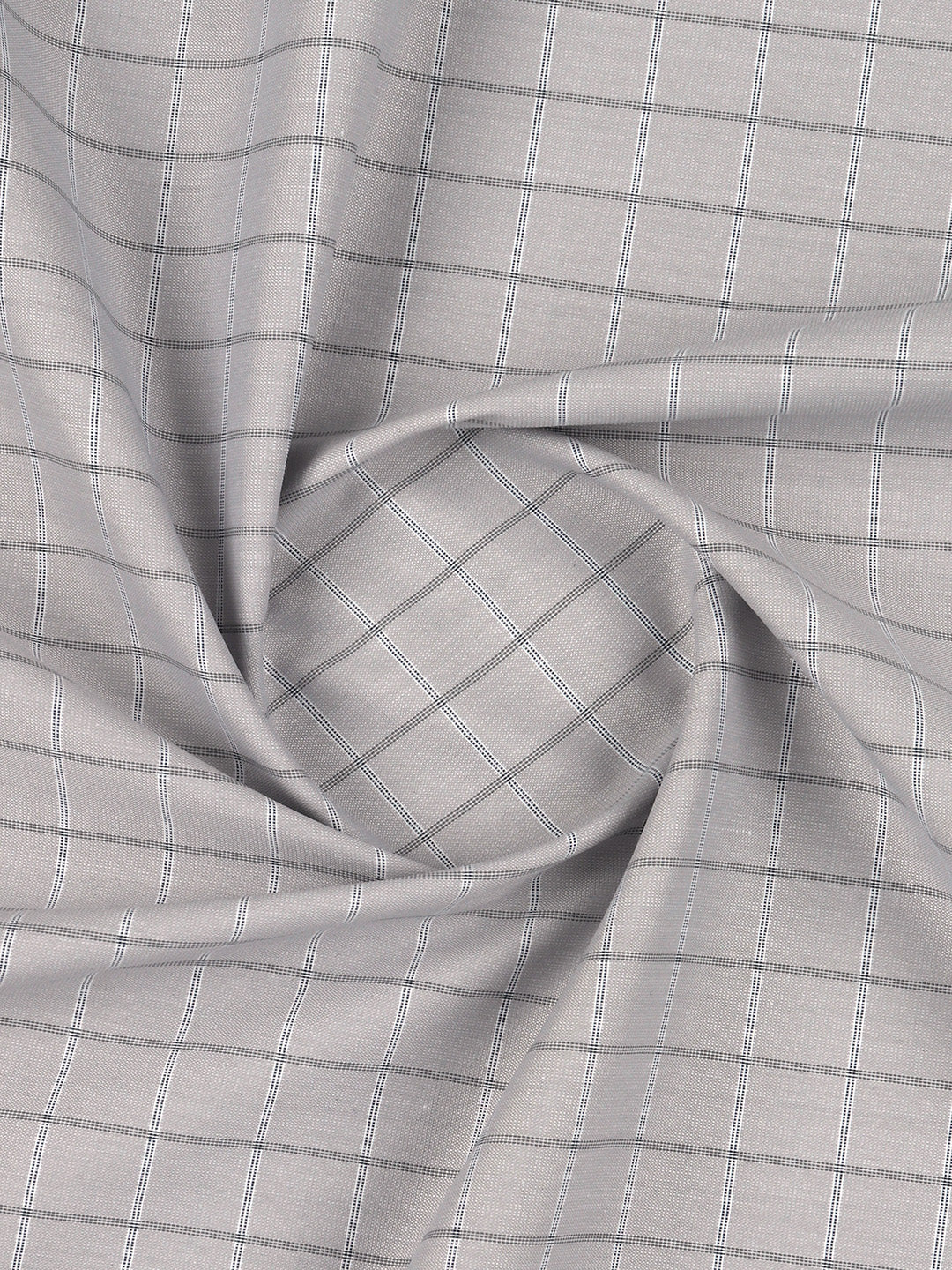 Cotton Rich Checked Grey Shirt Fabric Elight Gold