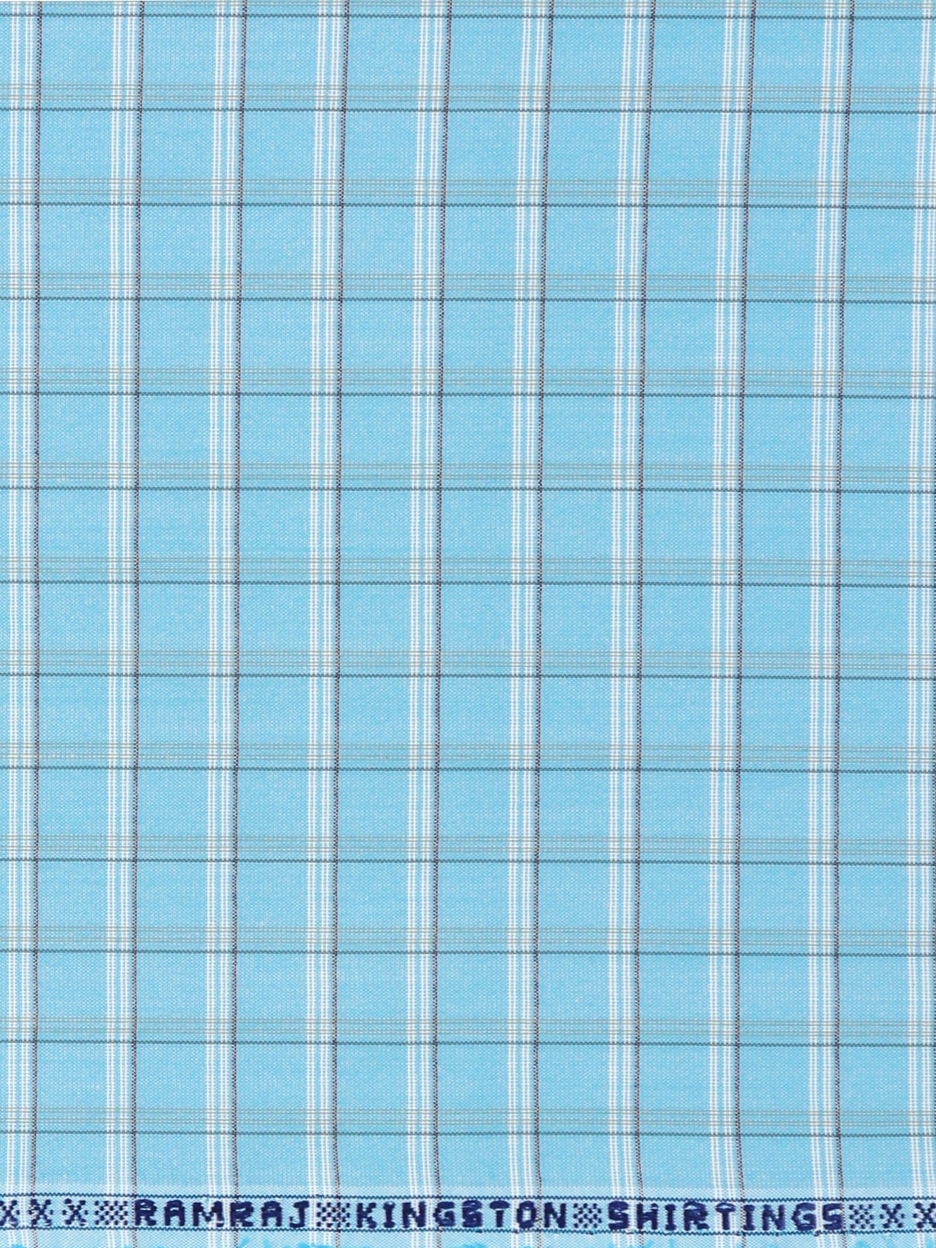 Cotton Rich Checked Blue Shirt Fabric Elight Gold