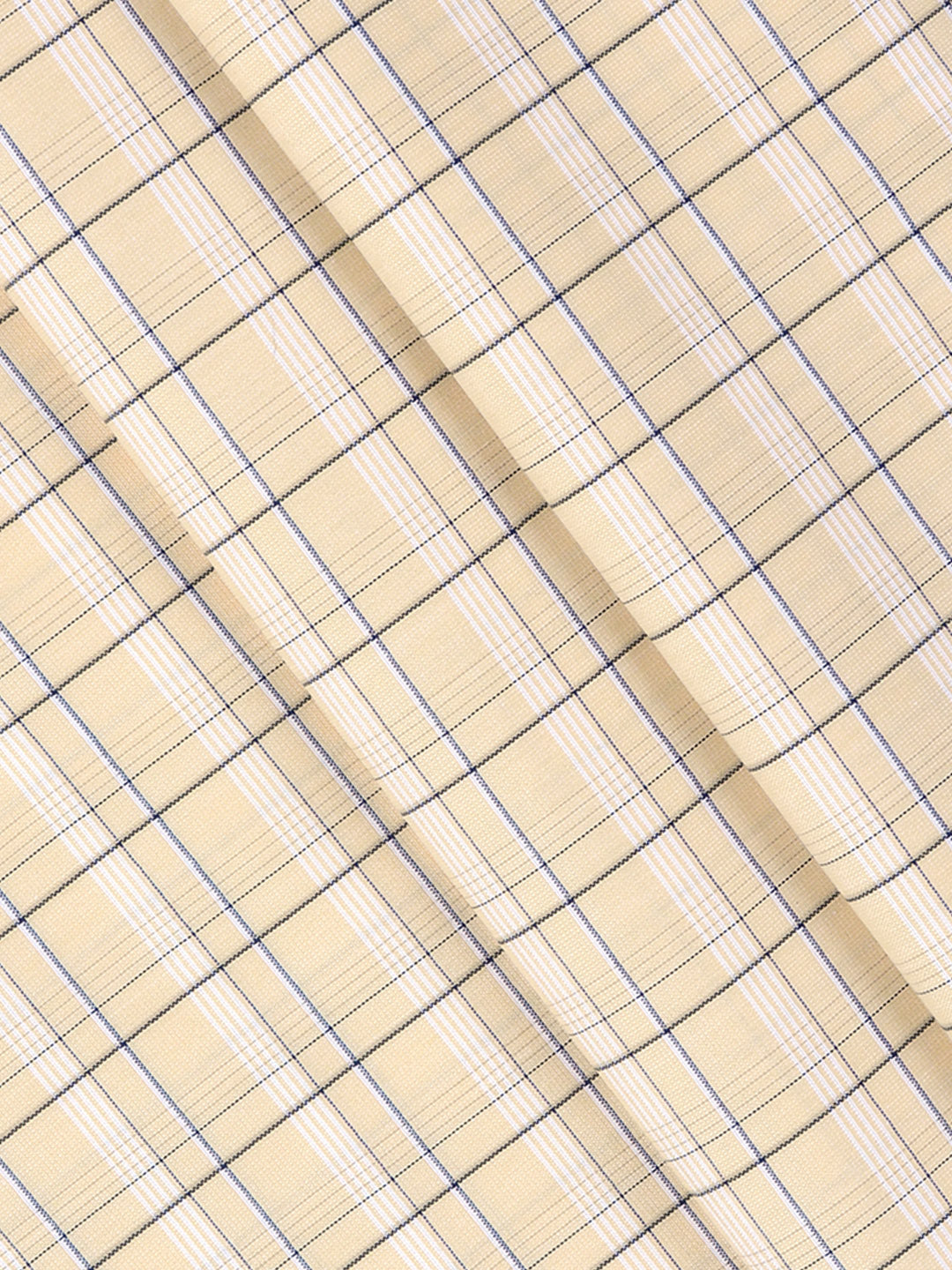 Cotton Rich Checked Yellow Shirt Fabric Elight Gold