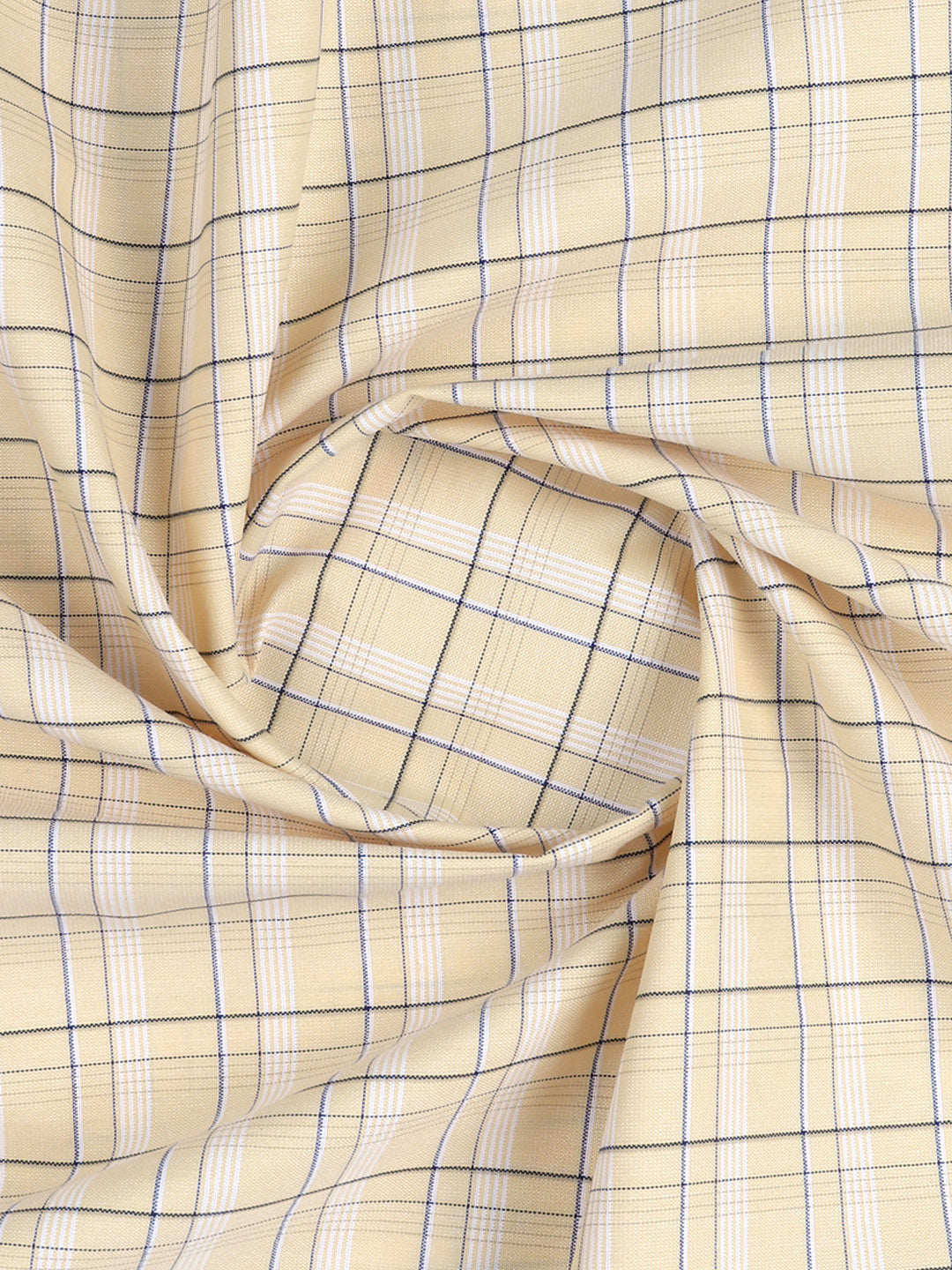 Cotton Rich Checked Yellow Shirt Fabric Elight Gold