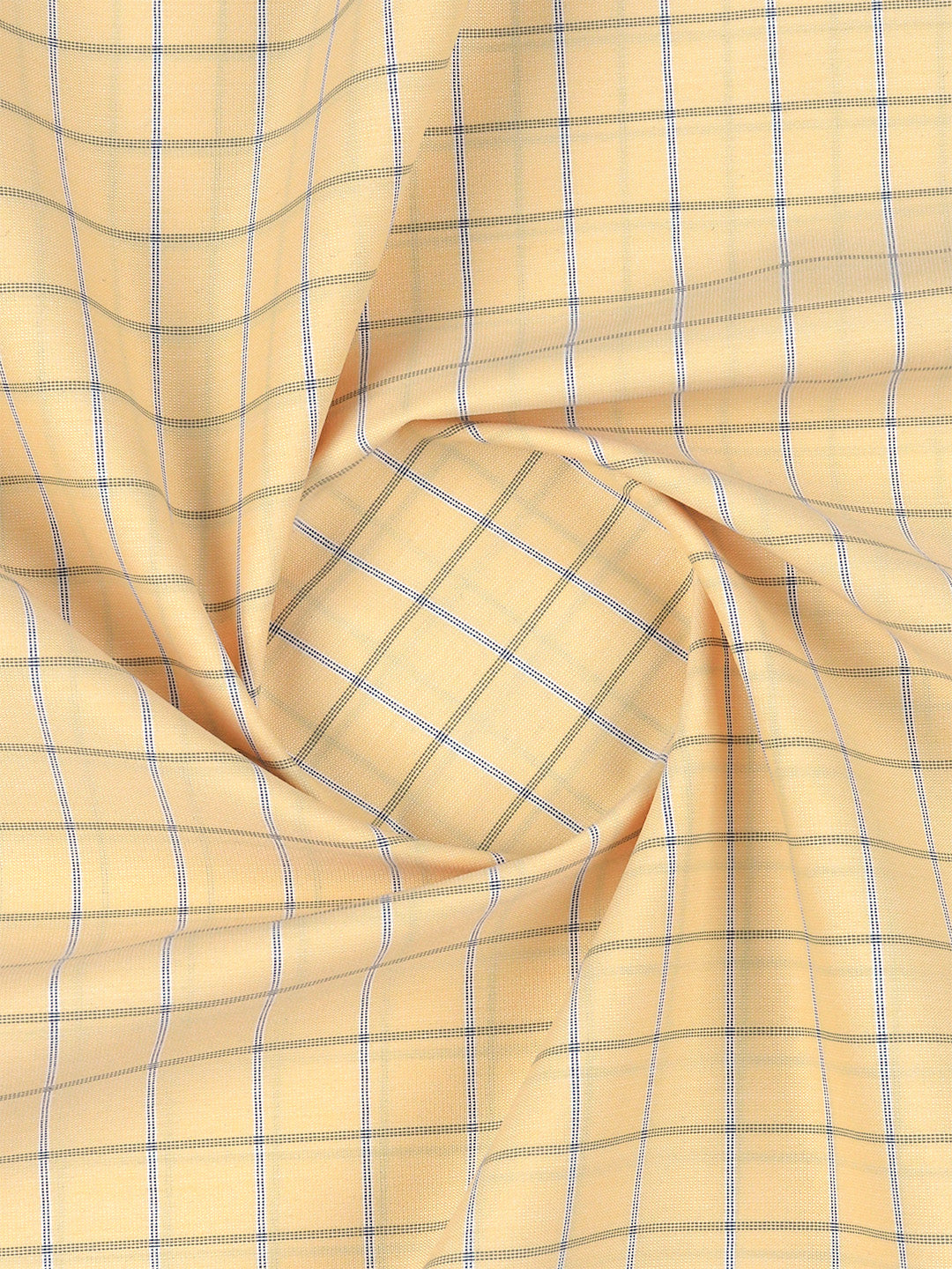 Men's Cotton Rich Checked Yellow Shirt Fabric Elight Gold
