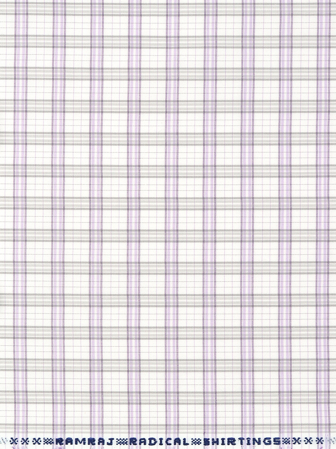 Cotton Rich Lavender Checked Shirt Fabric Elight Gold