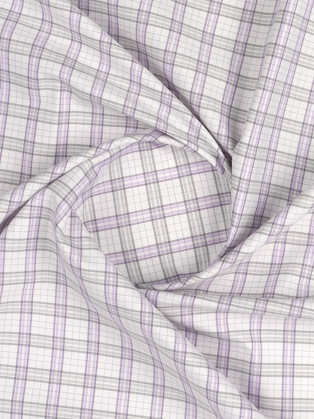Cotton Rich Lavender Checked Shirt Fabric Elight Gold