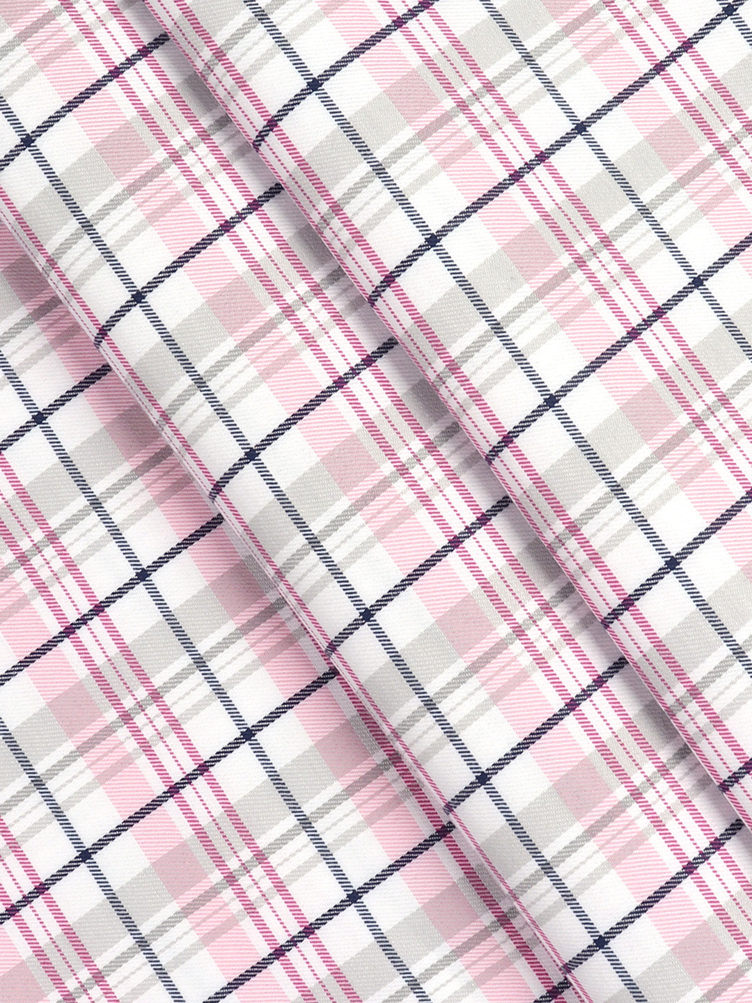 Cotton Rich Checked Pink with Navy Shirt Fabric Elight Gold