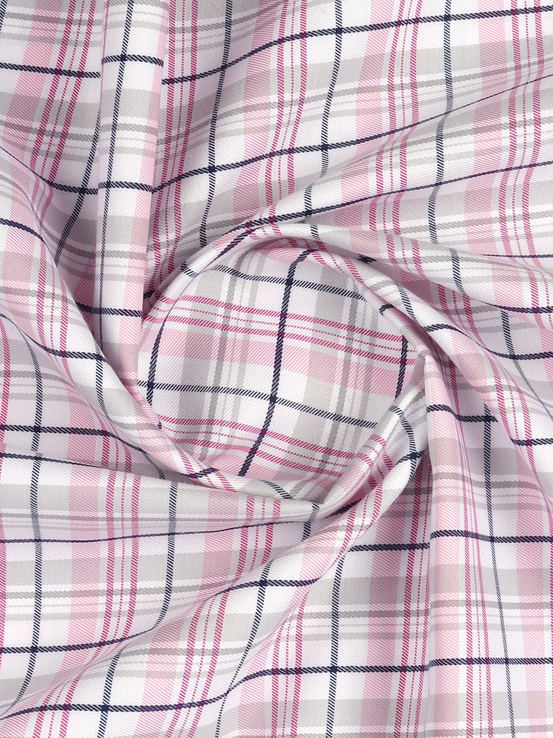 Cotton Rich Checked Pink with Navy Shirt Fabric Elight Gold