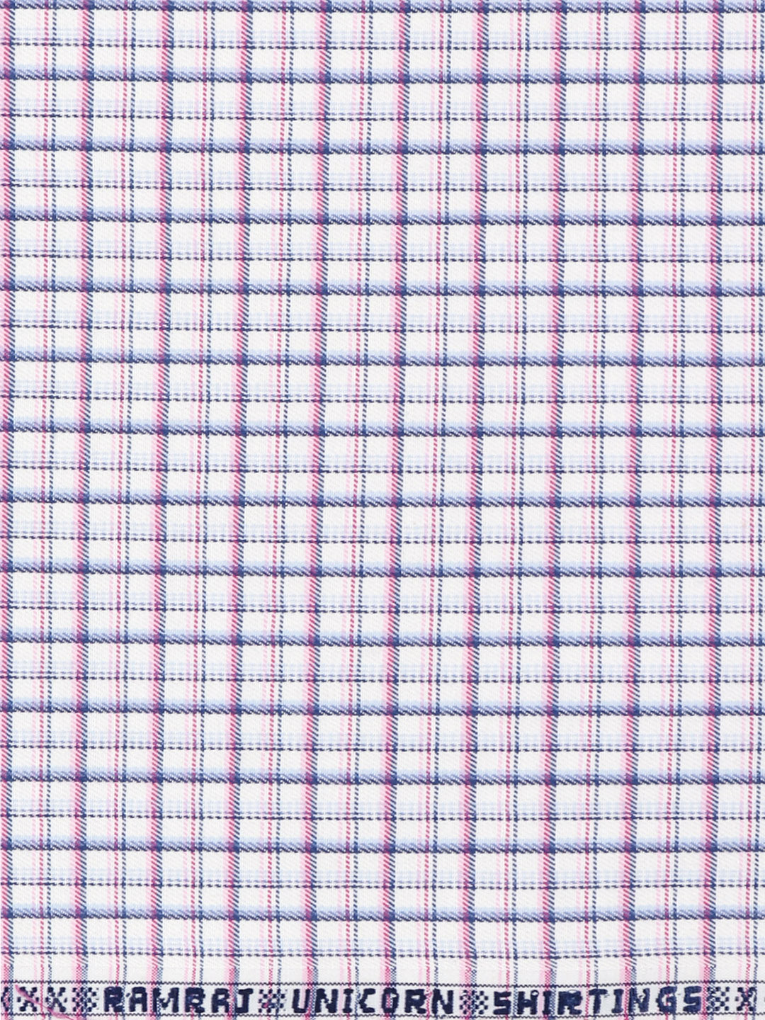 Cotton Rich Checked White with Pink Shirt Fabric Elight Gold