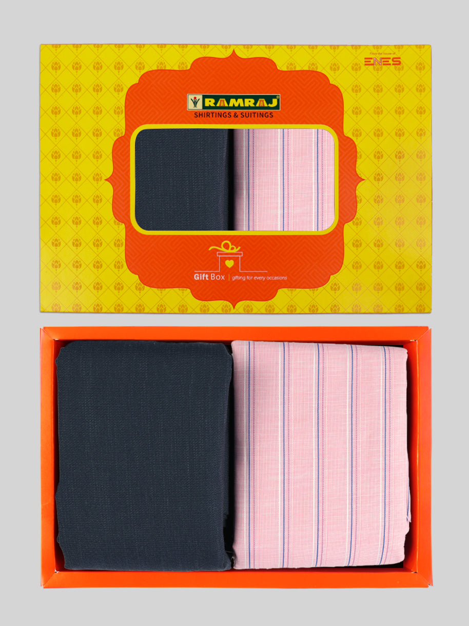 Men Cotton Blend Striped Shirting & Suiting Gift Box GL143