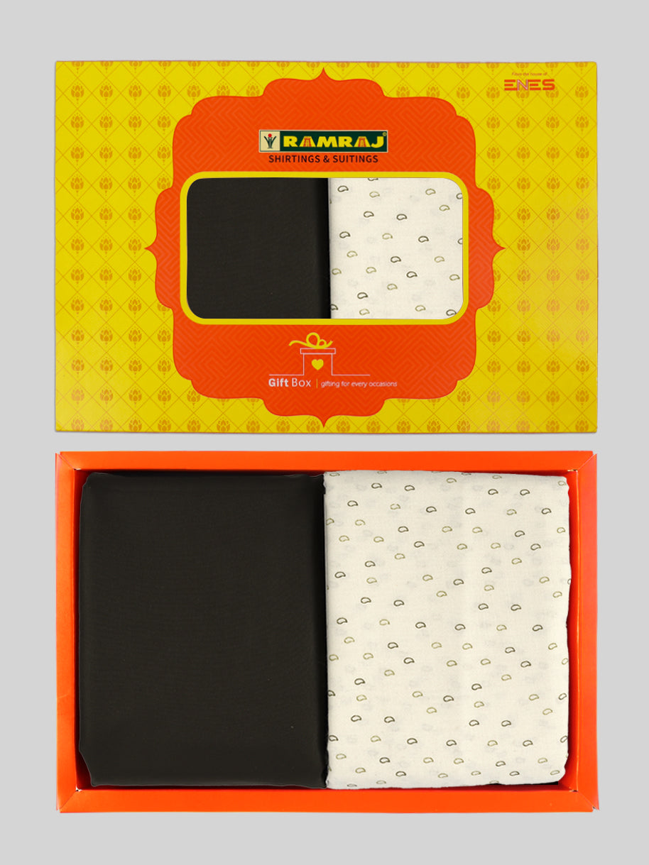 Men Cotton Blend Printed Shirting & Suiting Gift Box GL139