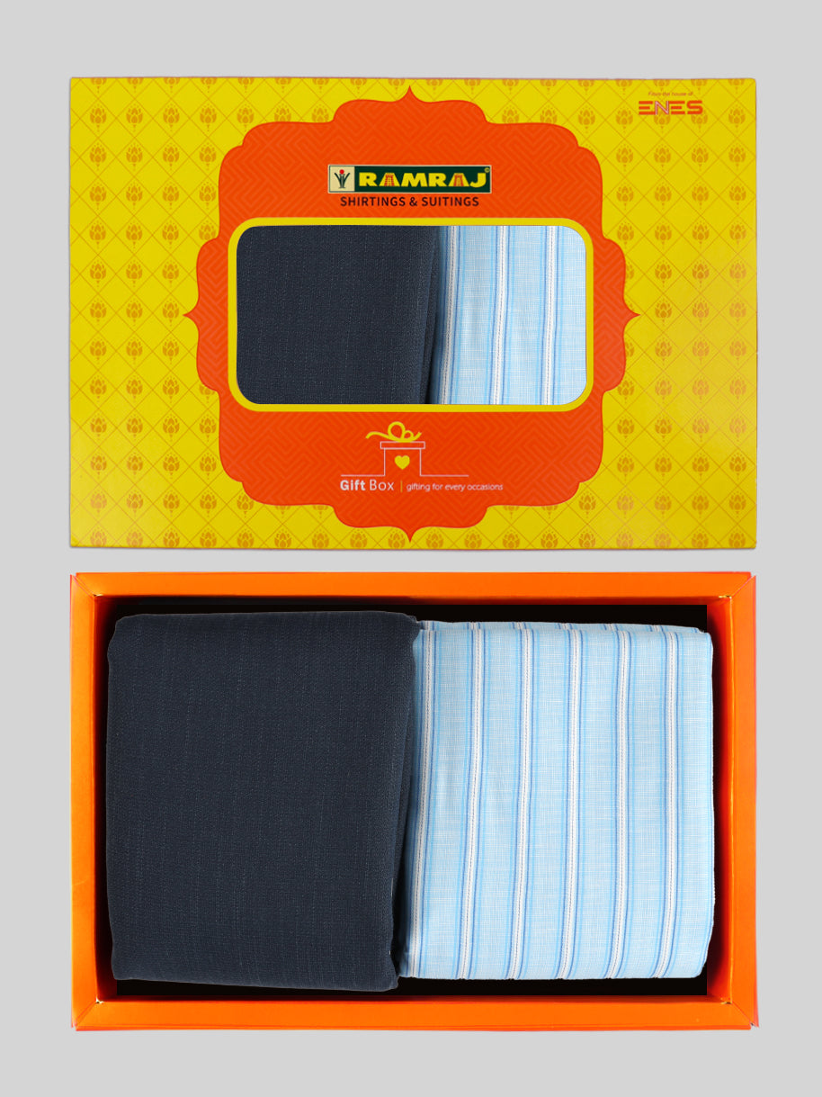 Men Cotton Blend Striped Shirting & Suiting Gift Box GL151