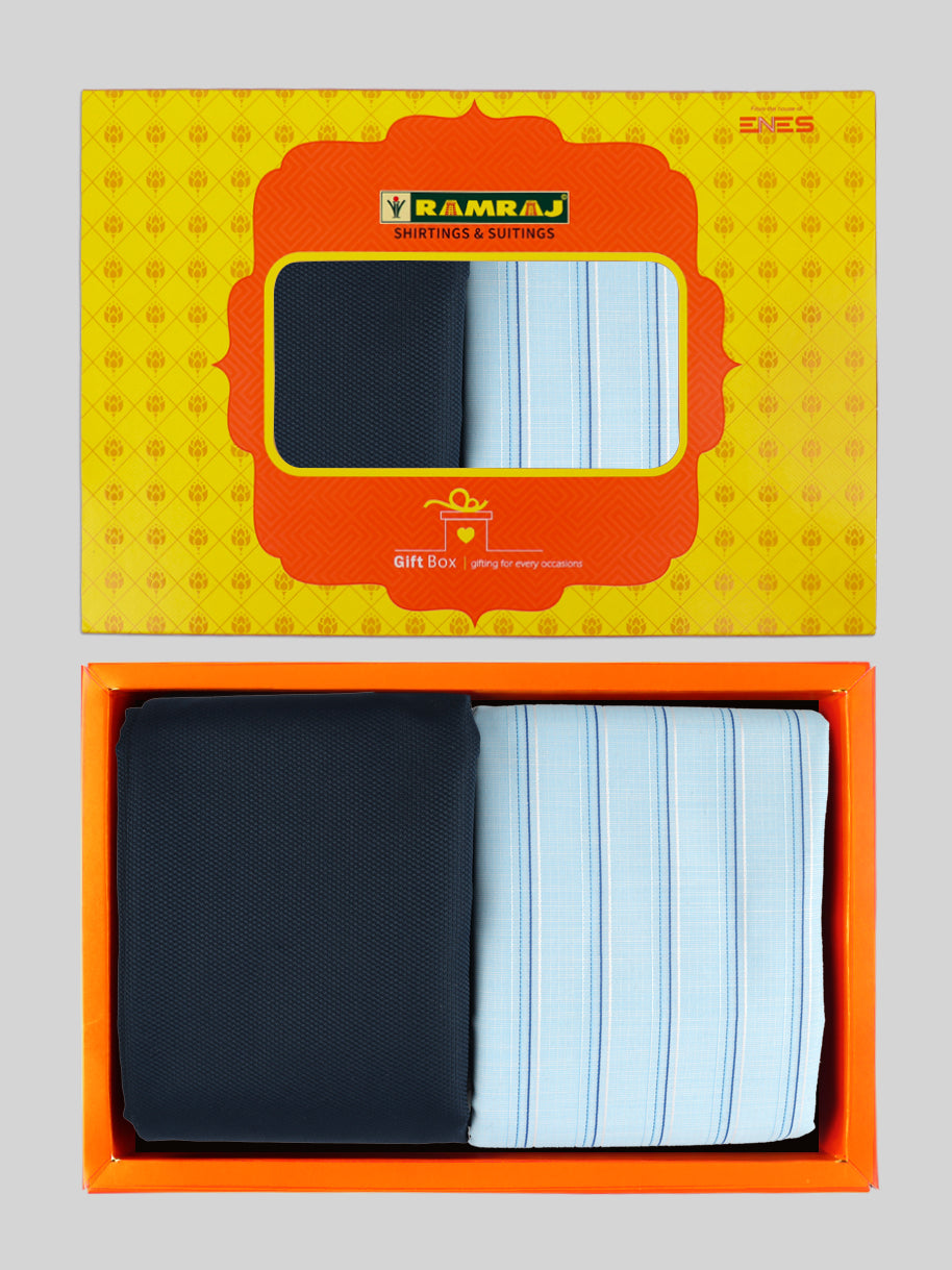 Men Cotton Blend Striped Shirting & Suiting Gift Box GL138