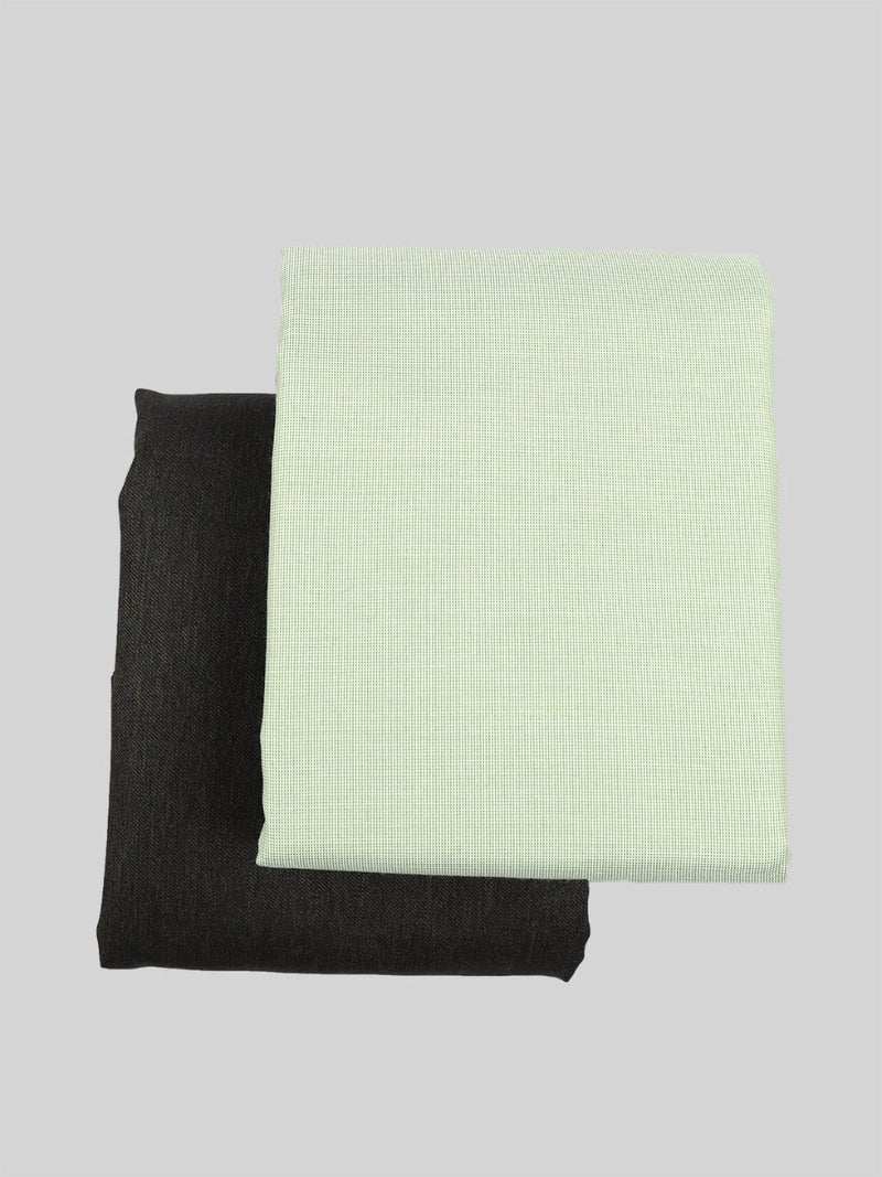Cotton Plain Green Shirting & Grey Suiting Gift Box Combo GL82