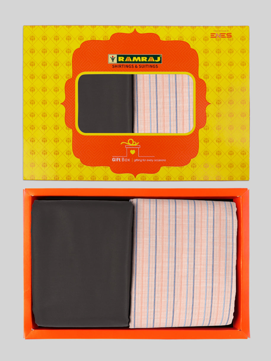 Men Cotton Blend Striped Shirting & Suiting Gift Box GL142