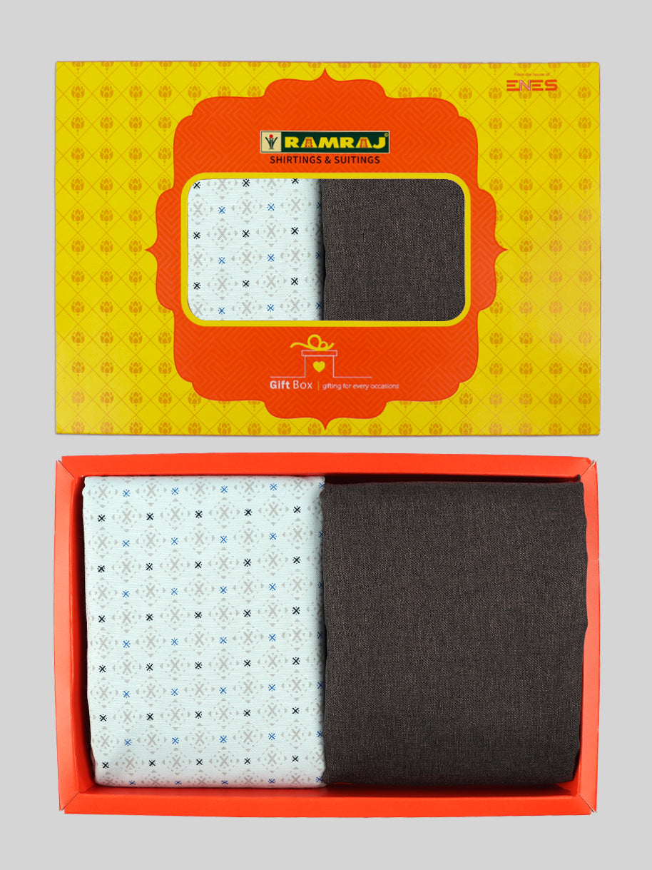 Men Cotton Blend Printed Shirting & Suiting Gift Box GL159