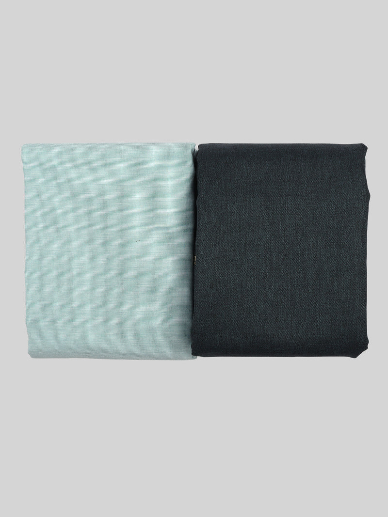 Cotton Plain Blue Shirting & Grey Suiting Gift Box Combo GL85