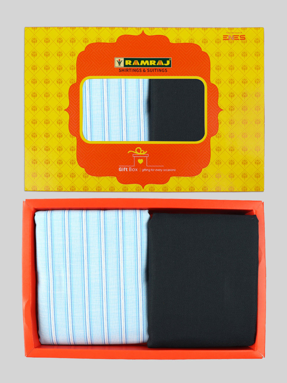 Men Cotton Blend Striped Shirting & Suiting Gift Box GL164