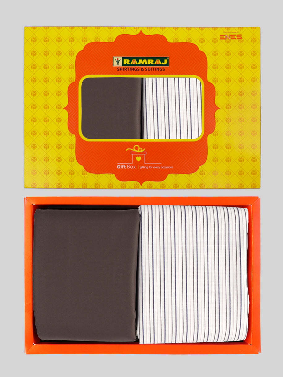 Men Cotton Blend Striped Shirting & Suiting Gift Box GL150