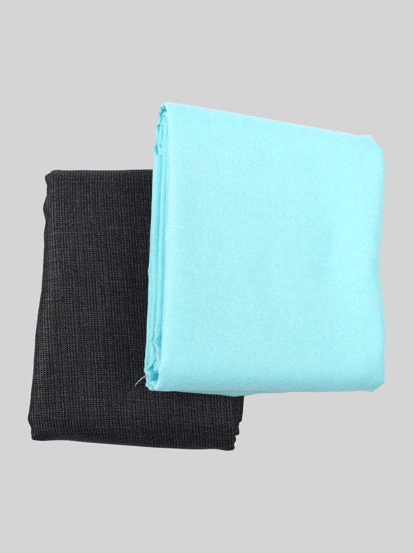 Cotton Plain Blue Shirting & Grey Suiting Gift Box Combo GL81