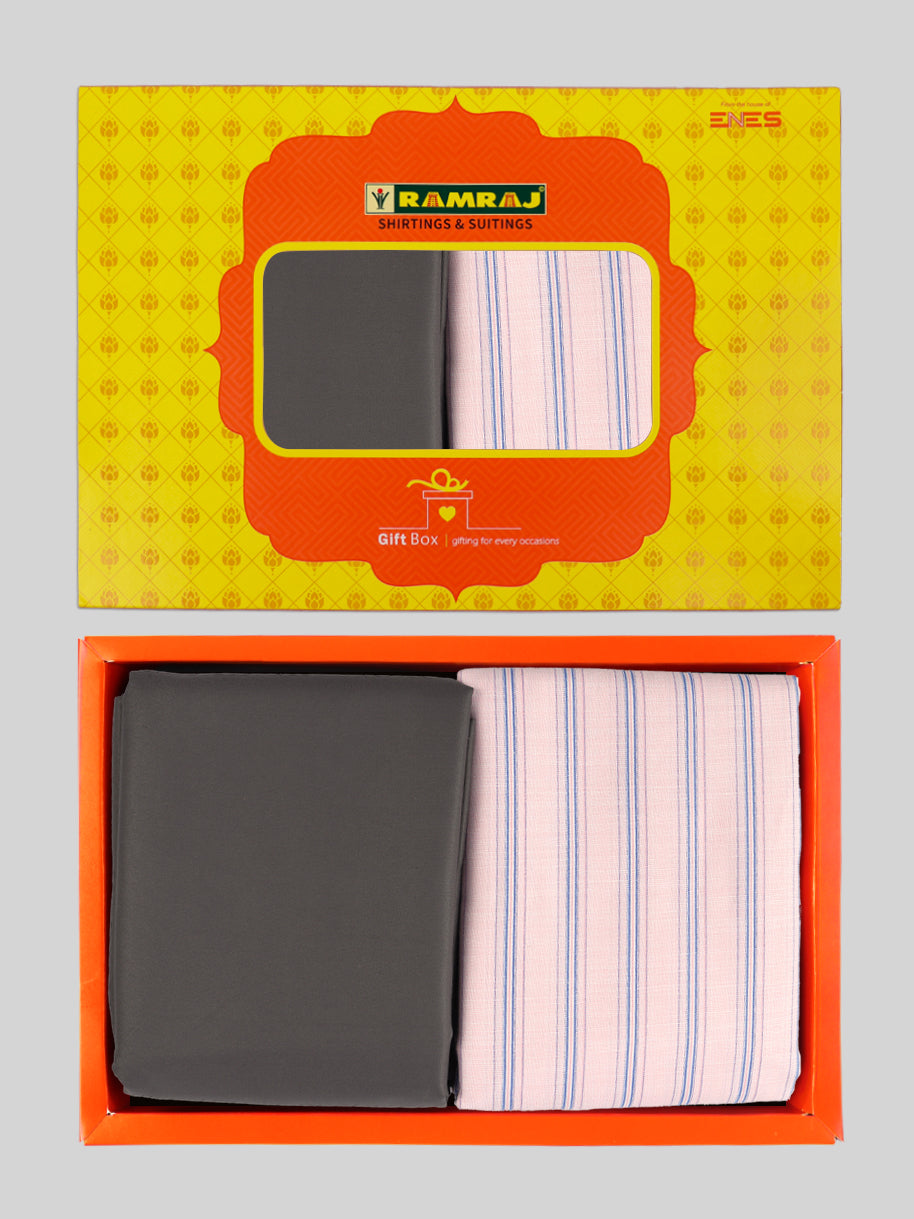 Men Cotton Blend Striped Shirting & Suiting Gift Box GL145