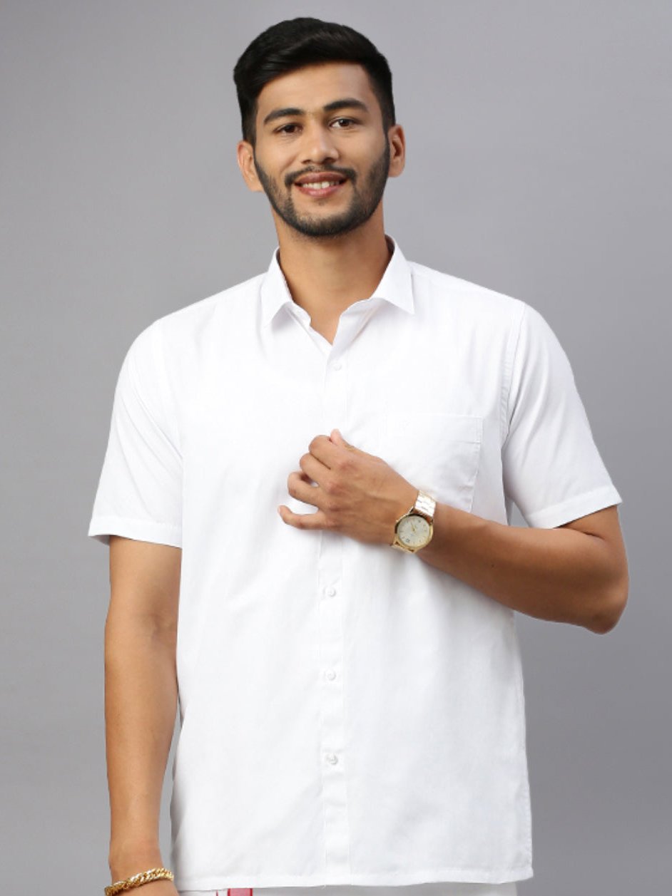 Mens  White Shirt with Single Dhoti Green Combo WS04