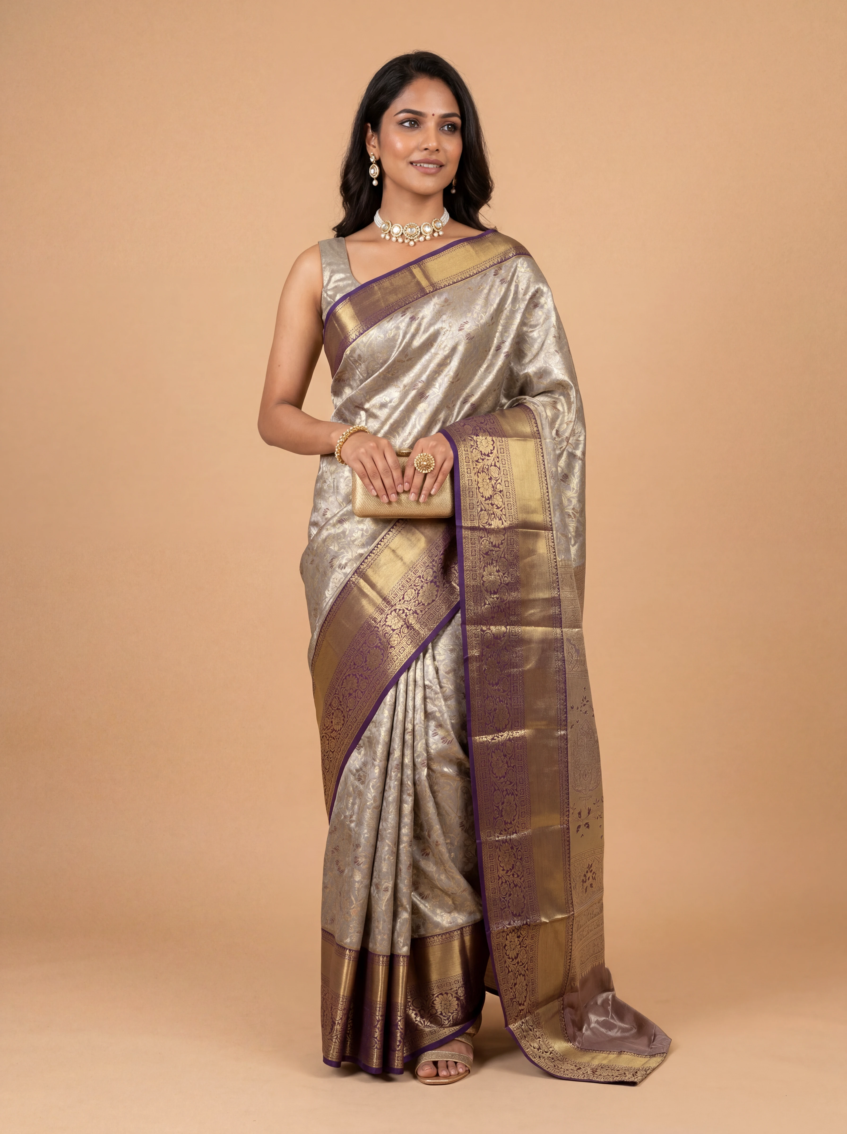 Women Art Silk Grey Saree ASS141