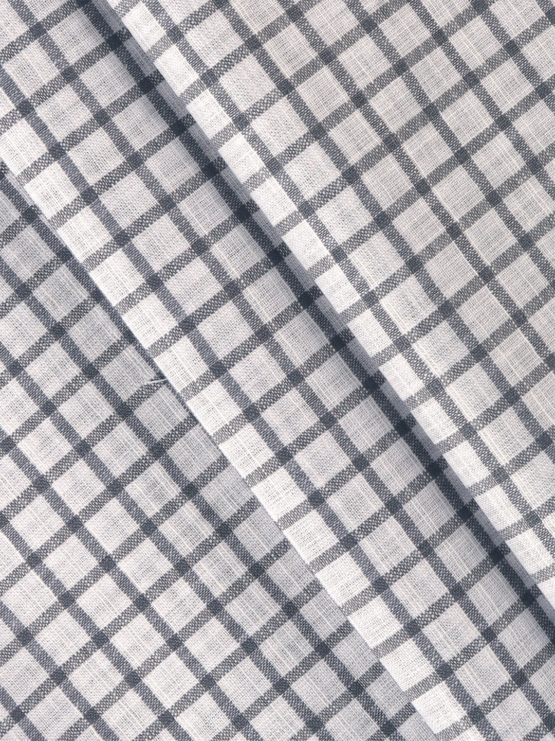 Men Cotton Rich Checked Shirt Fabric White with DarkGrey Infinity