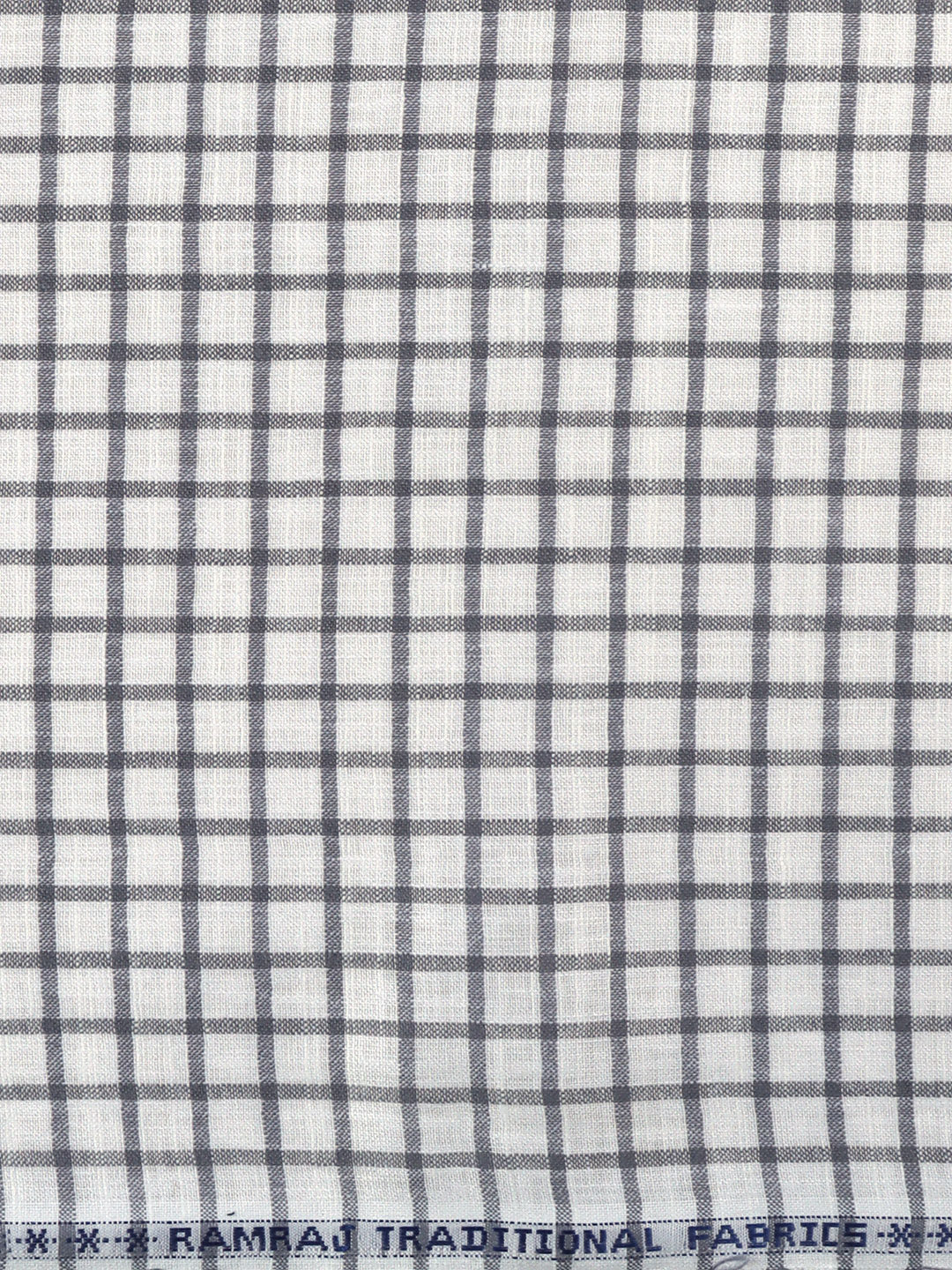 Men Cotton Rich Checked Shirt Fabric White with DarkGrey Infinity
