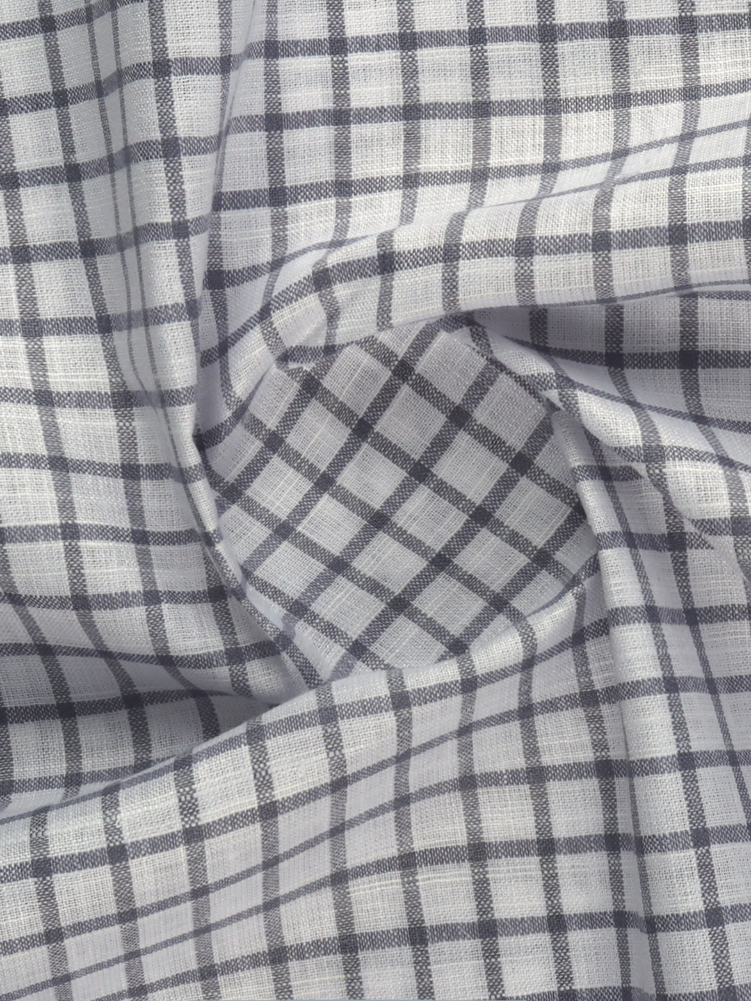 Men Cotton Rich Checked Shirt Fabric White with DarkGrey Infinity