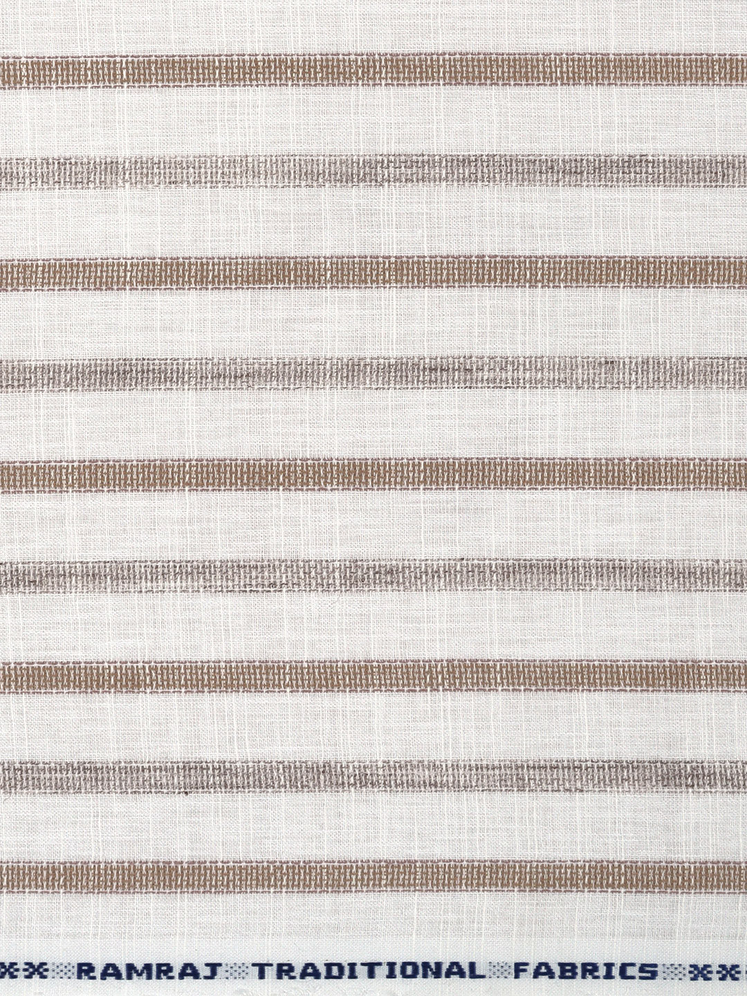 Men Cotton Rich Striped Shirt Fabric White with Brown Infinity