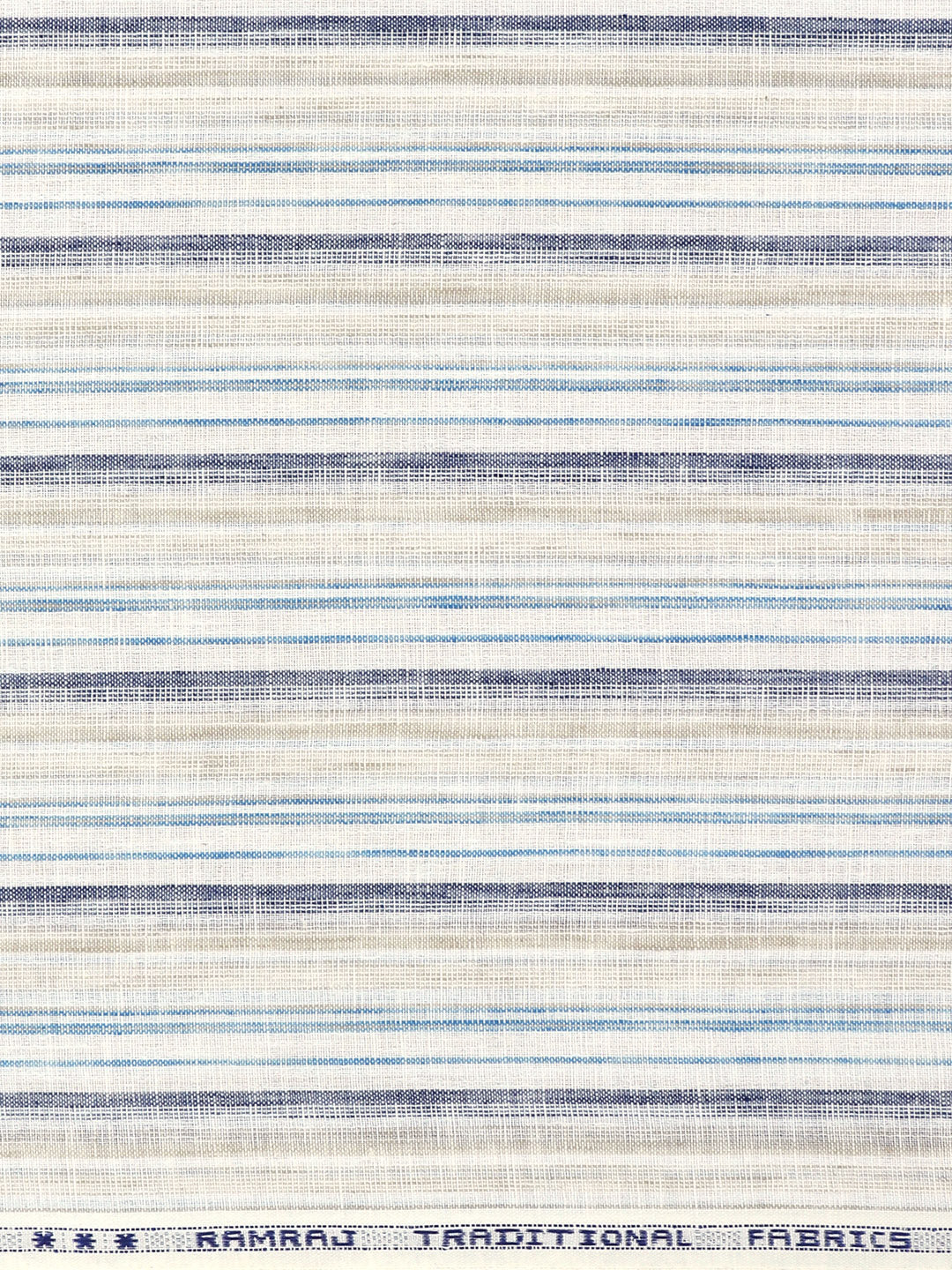 Men’s Cotton-Rich Self-Design Striped Shirt Fabric Grey with Blue Galaxy Art