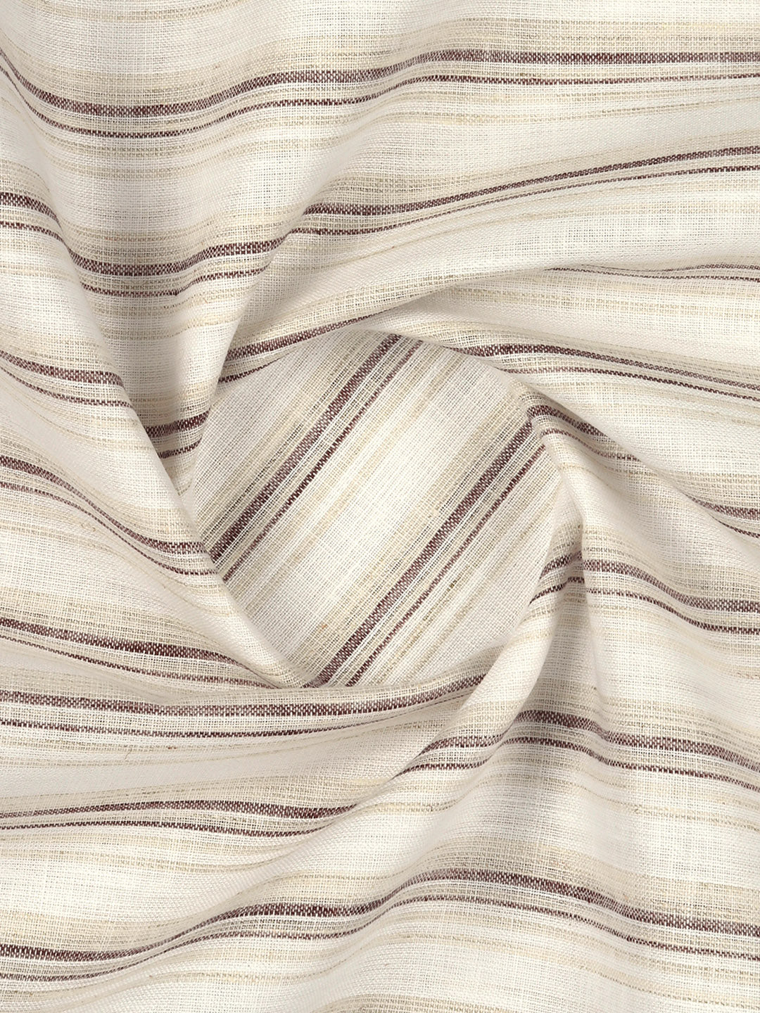 Cotton Blend Striped Shirt Fabric Brown High Style
