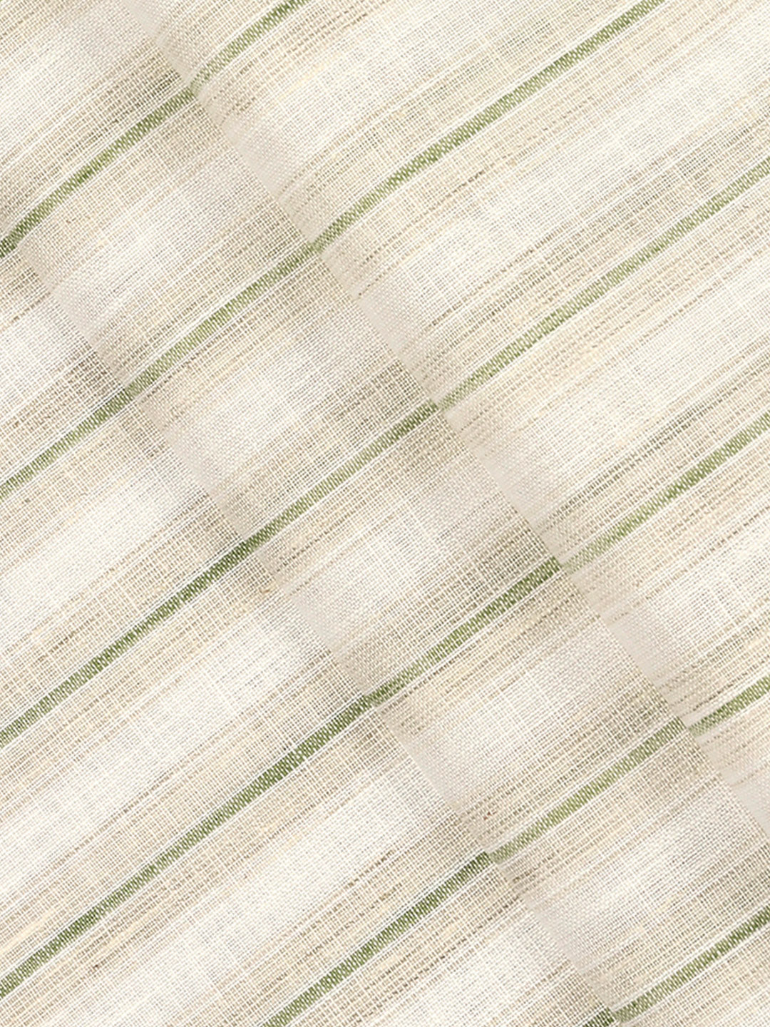 Cotton Blend Striped Shirt Fabric Cream with Green High Style