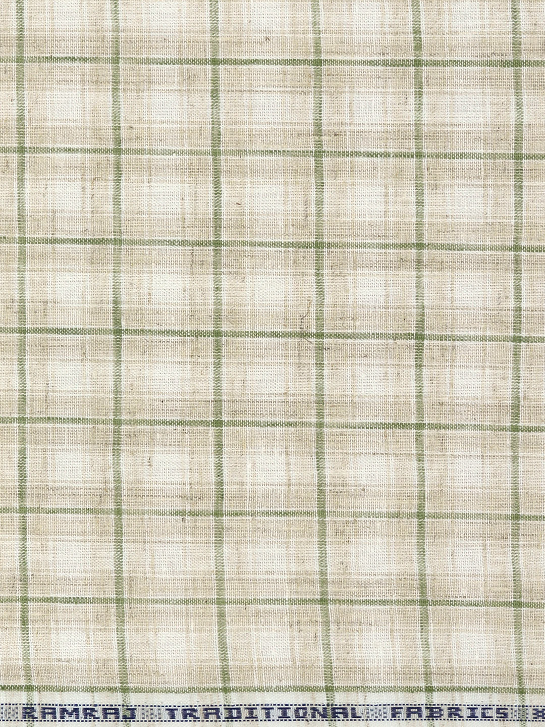 Cotton Rich Checked Green with Light Brown Shirt Fabric High Style