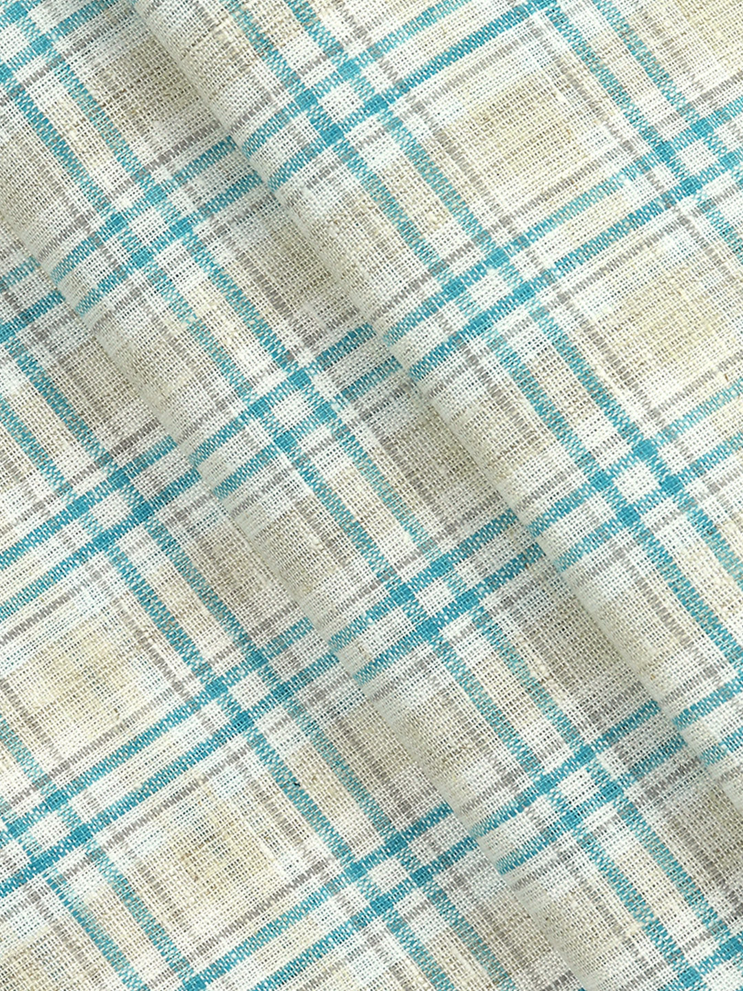 Cotton Rich Blue Checked Shirt Fabric High Style