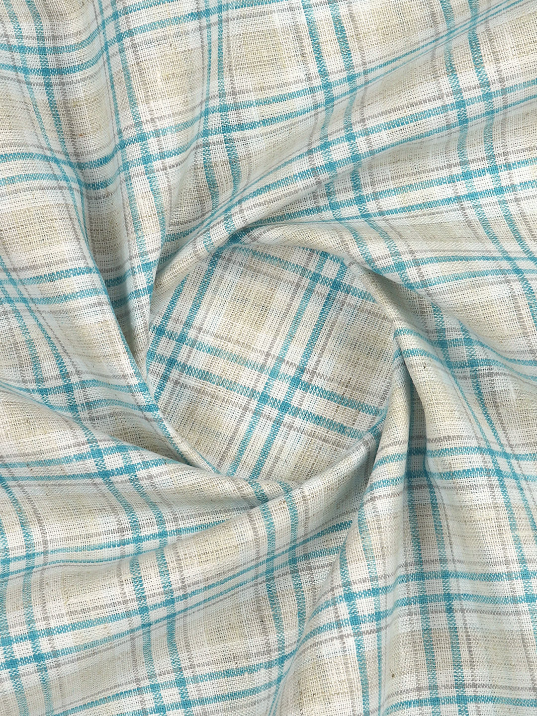 Cotton Rich Blue Checked Shirt Fabric High Style