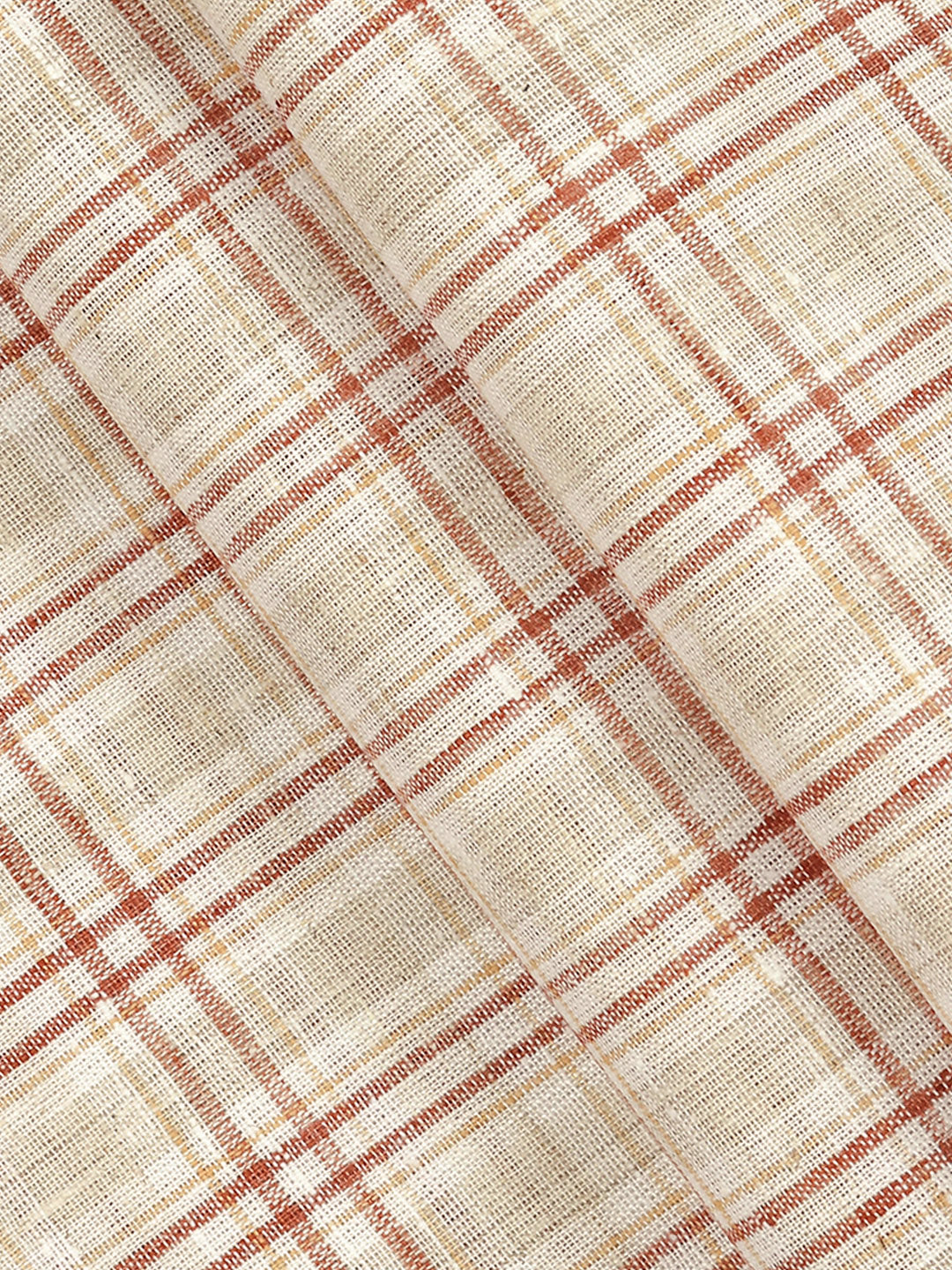Cotton Rich Brown Checked Shirt Fabric High Style