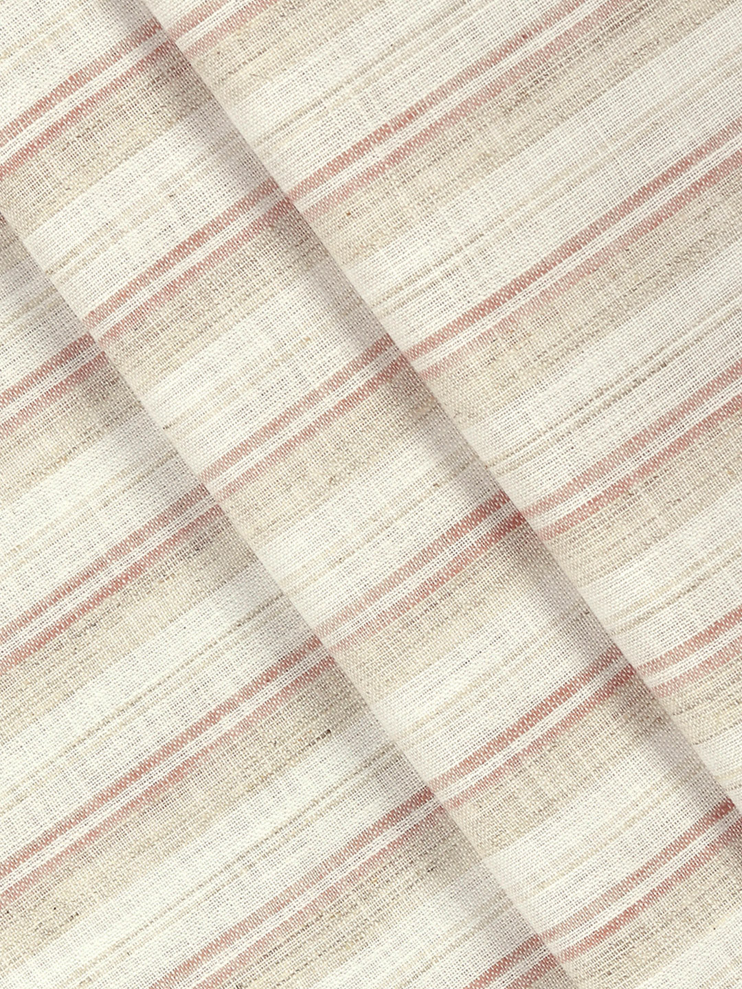 Cotton Blend Striped Shirt Fabric Cream with Brown High Style
