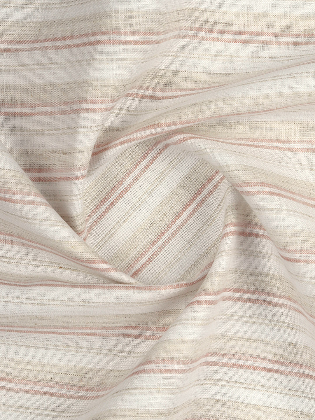 Cotton Blend Striped Shirt Fabric Cream with Brown High Style