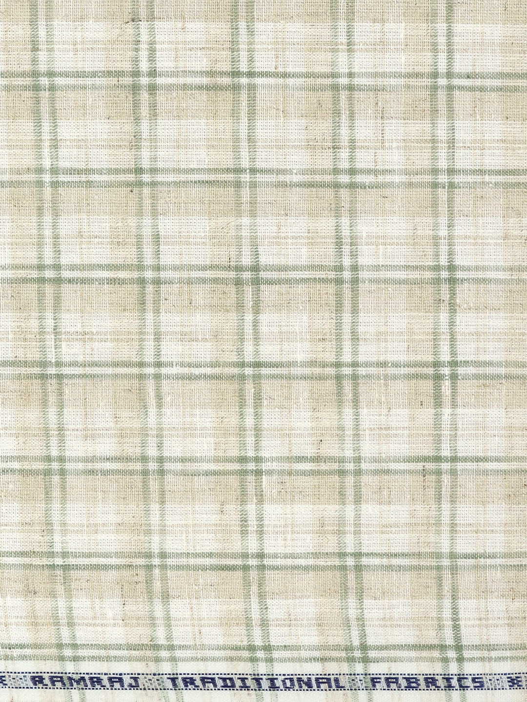 Cotton Rich Checked Light Brown with Green Shirt Fabric High Style