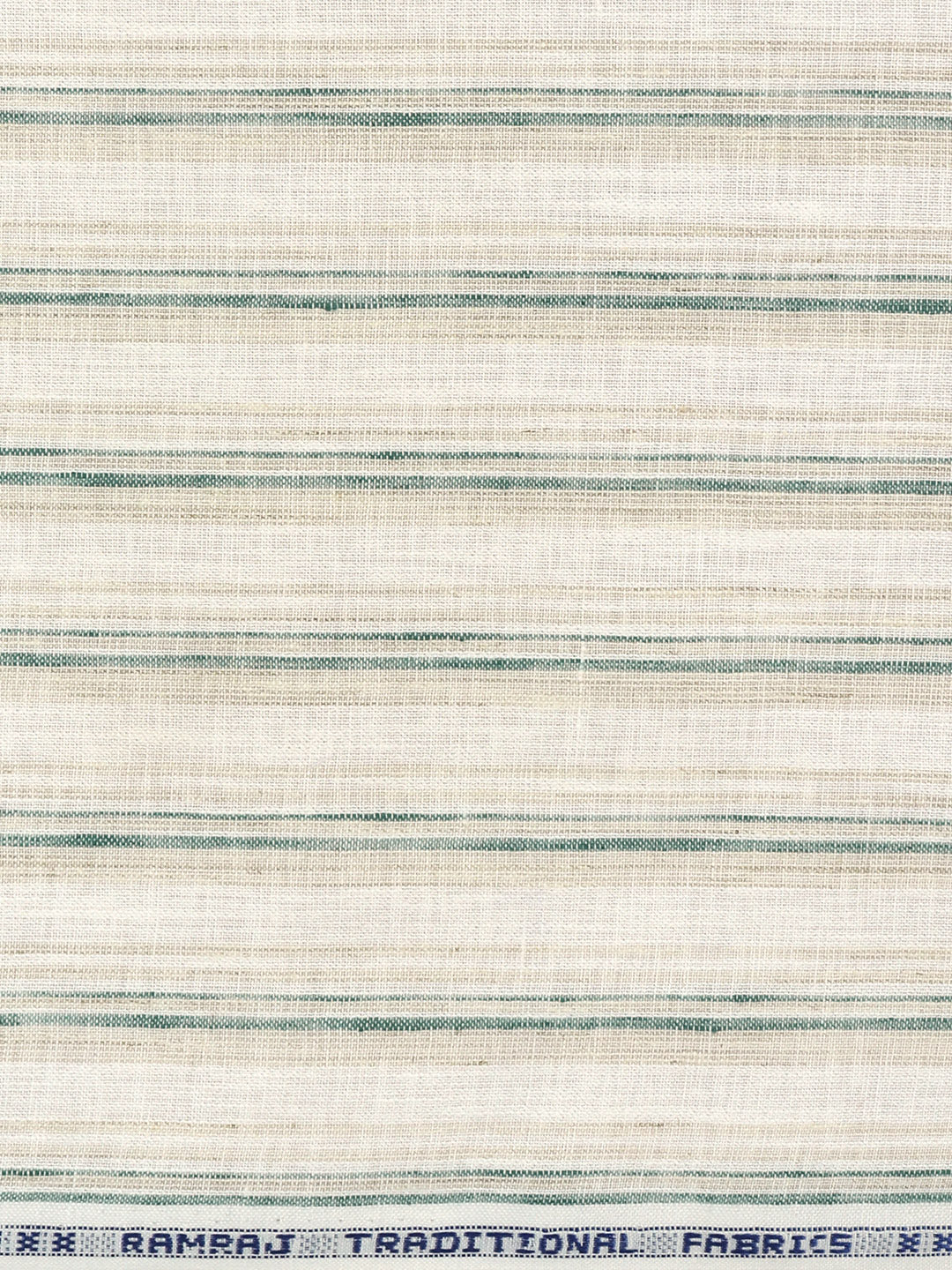 Cotton Blend Striped Shirt Fabric Green with Cream High Style